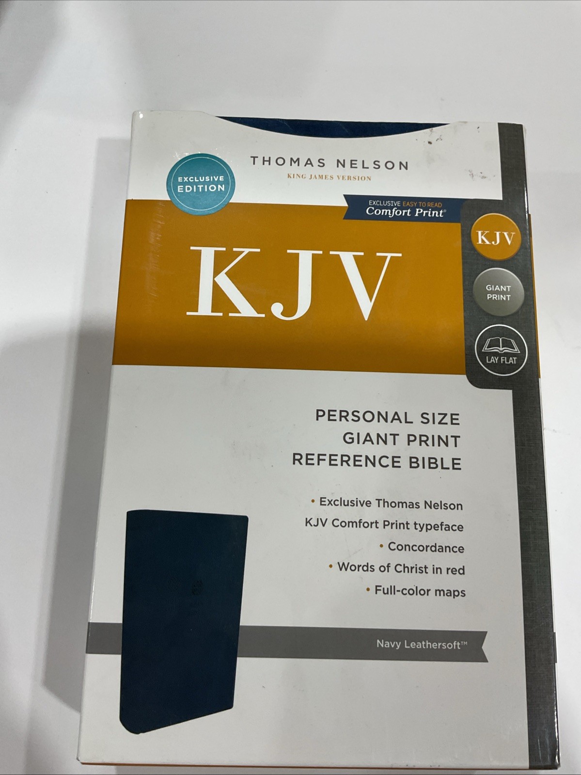 KJV Bible Leathersoft Navy Large Print Reference Concordance Nelson gift quality