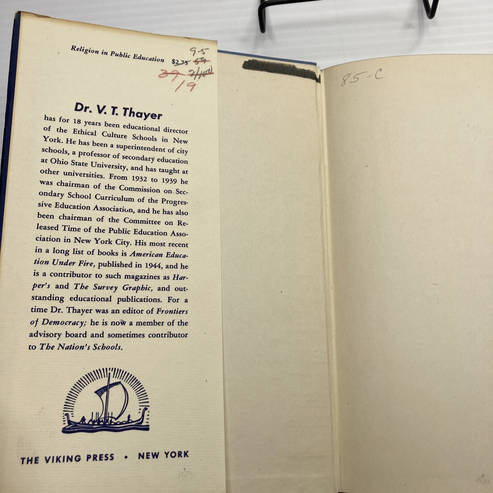 Religion in Public Education Despite Church & State Separation 1947 Thayer HC