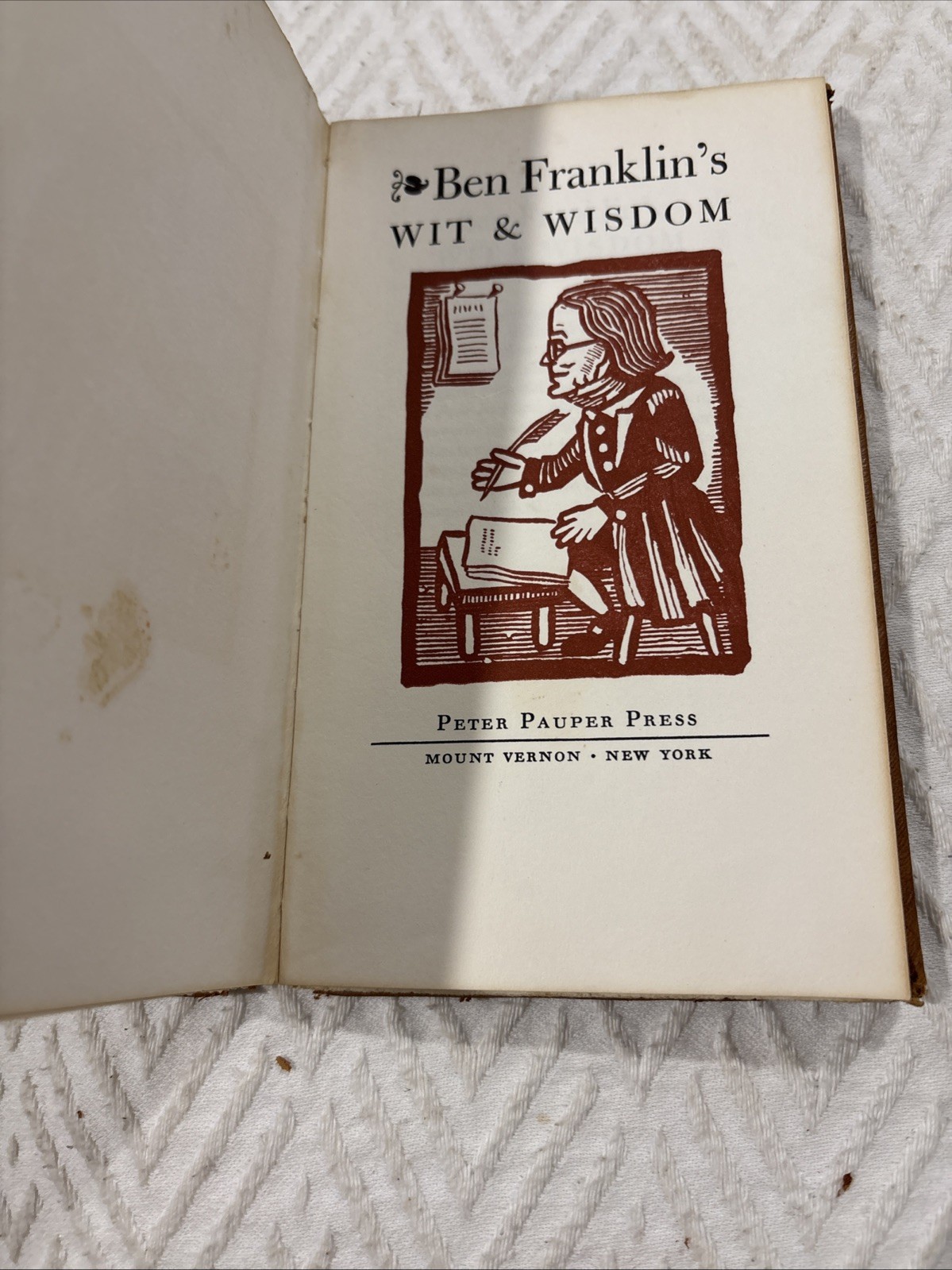 Franklins Wit & Wisdom Leather bound With Wood Cuts From James Crawhill