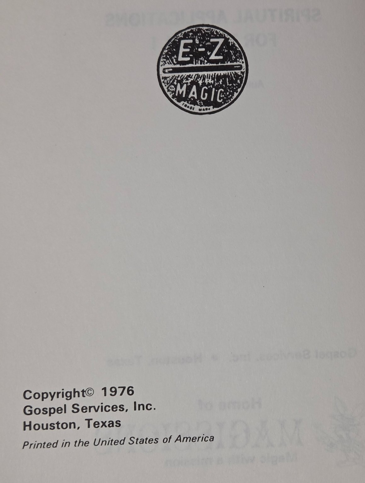 Spiritual Applications for Tarbell I Jule L. Miller 1976 Magic Object Lessons
