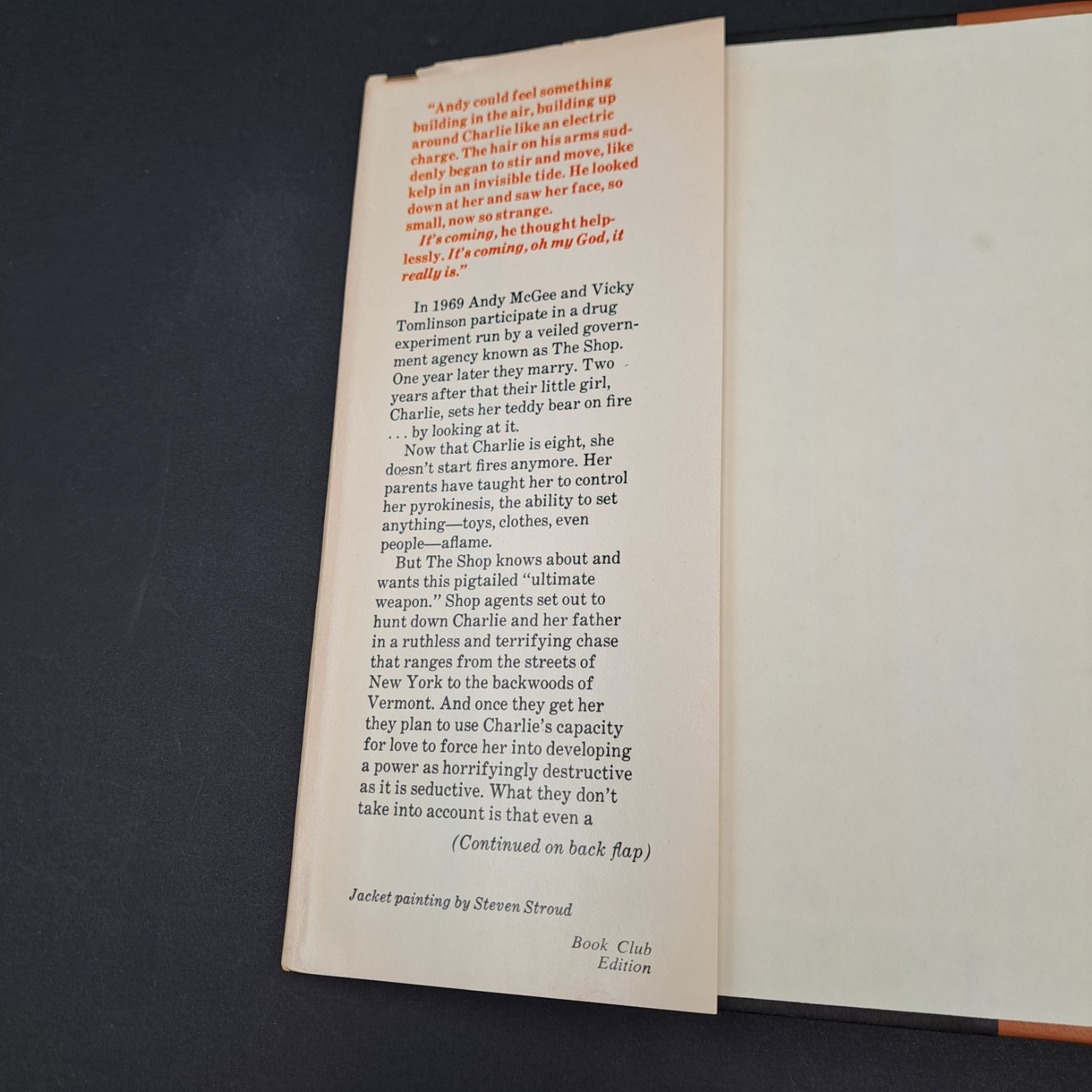 Vintage Stephen King FIRESTARTER Book Club 1st Edition 1980 Hardback Dust jacket