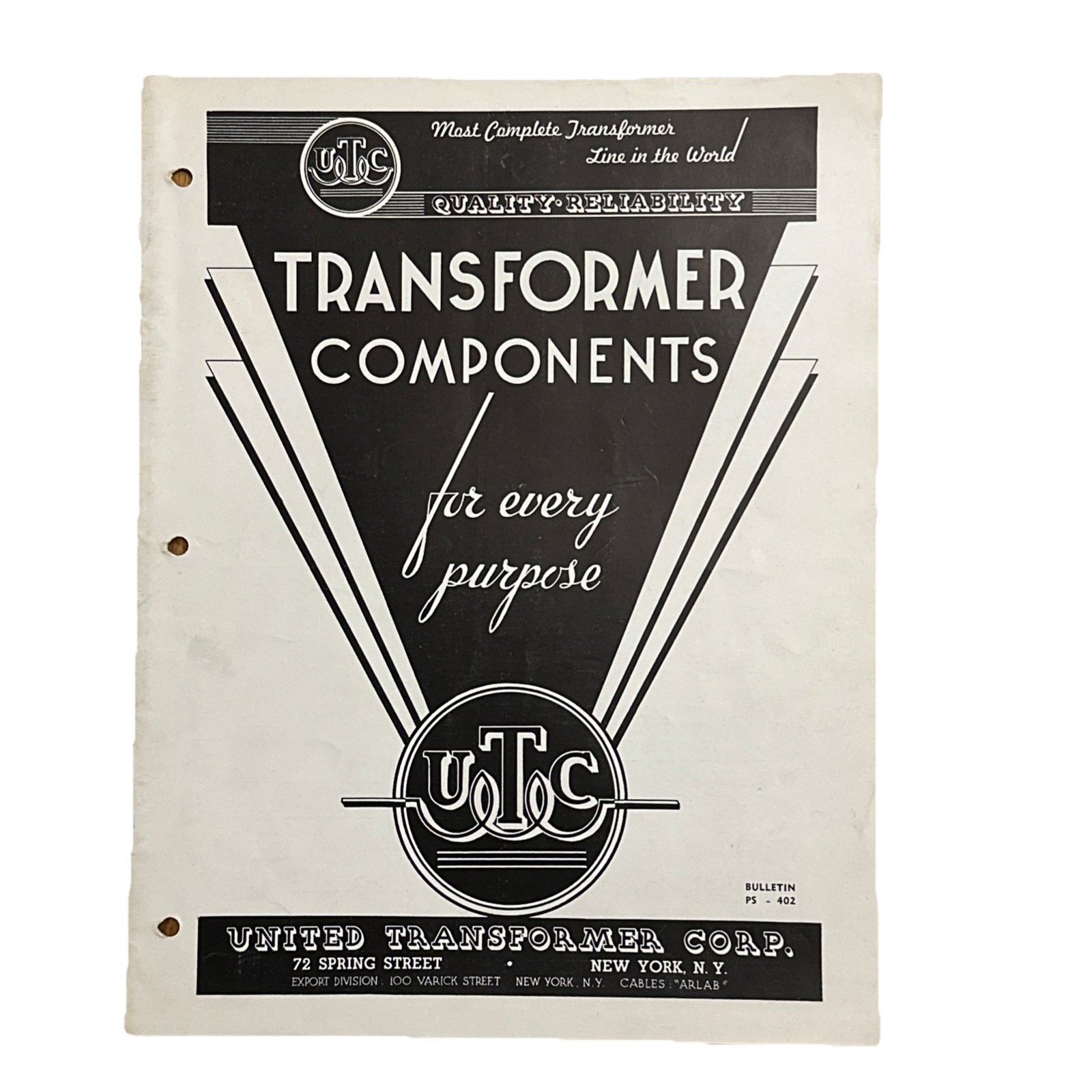 Vintage Tube Radio UTC United Transformer Corp Sales Brochure 11 Pages Ps-402