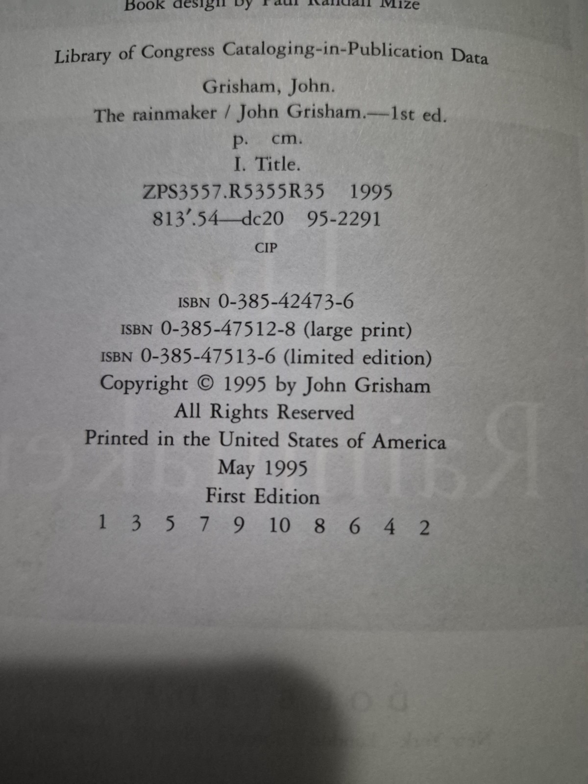 John Grisham The Rainmaker 1995 1st Edition HC