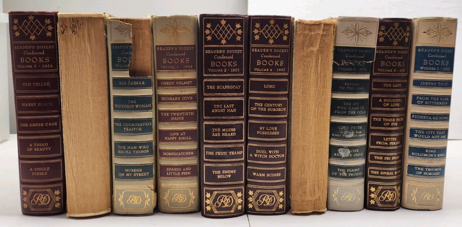 Readers Digest Condensed Books – HC Multicolor – Mostly 1950’s – Lot of 10