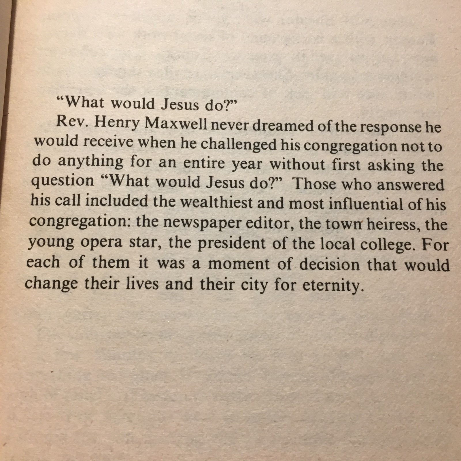 In His Steps Charles M. Sheldon 1979 Whitaker House Christian Discipleship Book
