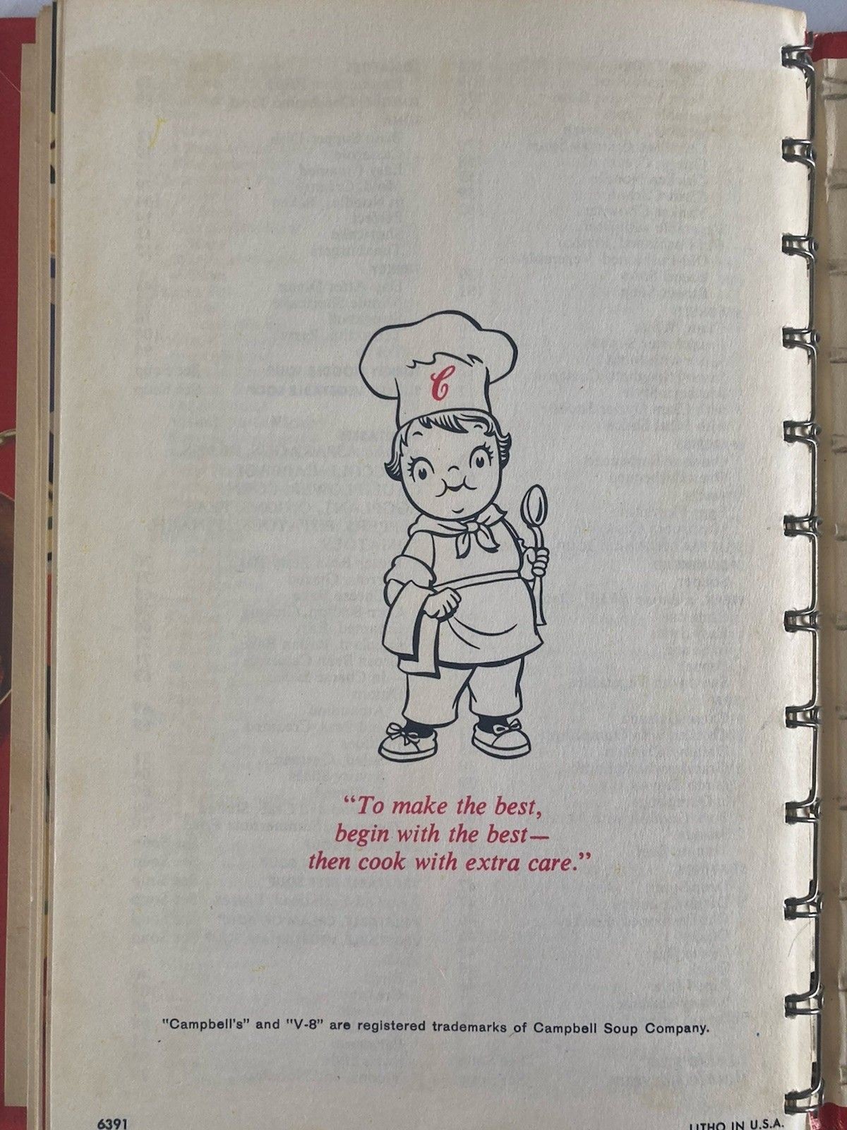 A Campbell Cookbook cooking with Soup Recipes LITHOGRAPH First Edition Good Red