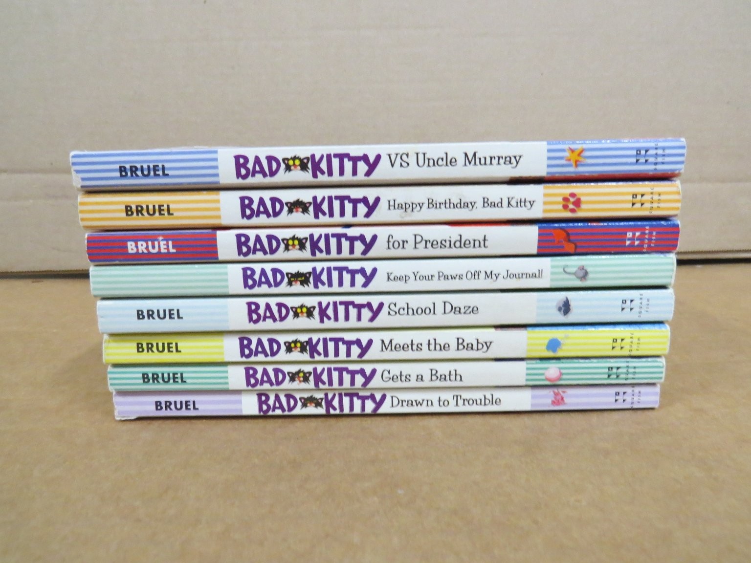 Bad Kitty 8 Book Lot Nick Bruel School Daze President Bath Humor Square Fish