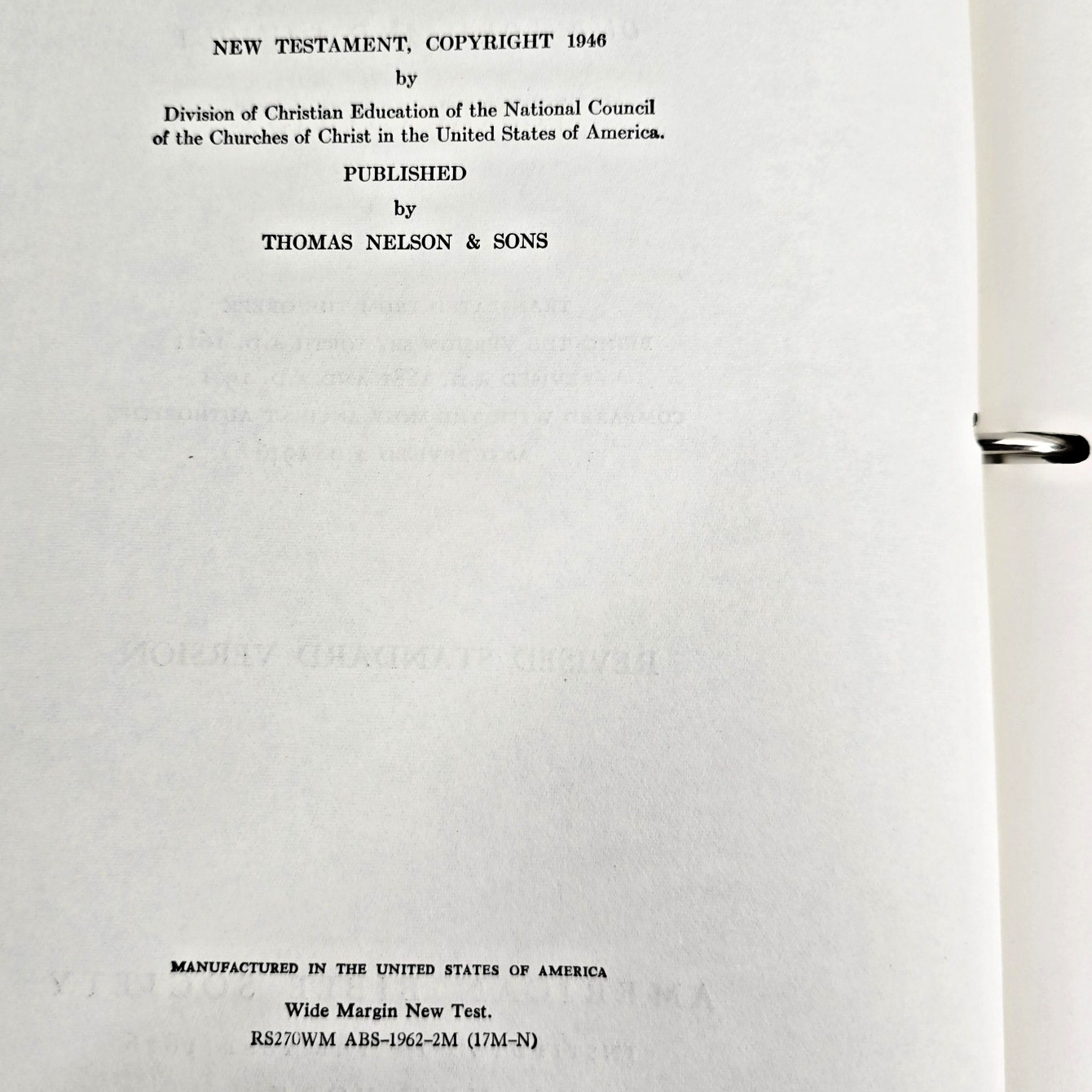 The New Covenant New Testament RSV Wide Margin 3 Ring Binder 1962 Looseleaf