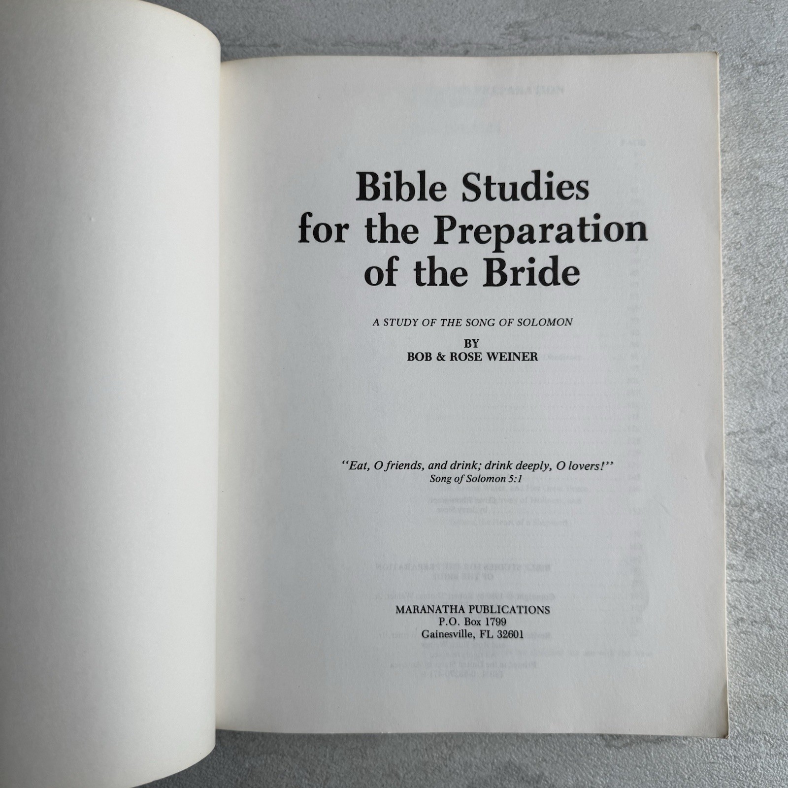 Bible Studies for the Preparation of the Bride: A Study of the Song of Solomon