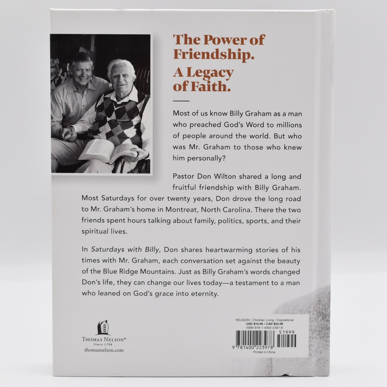Saturdays With Billy : My Friendship w/Billy Graham by Don Wilton, HC SIGNED