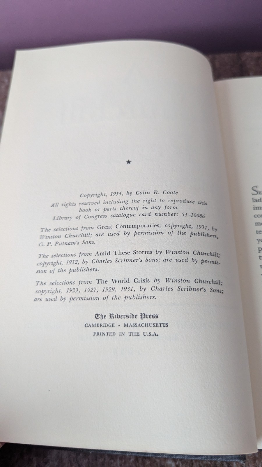 A Churchill Reader by Colin R. Coote & P. D. Bunyan (HC, 1954, Illustrated)