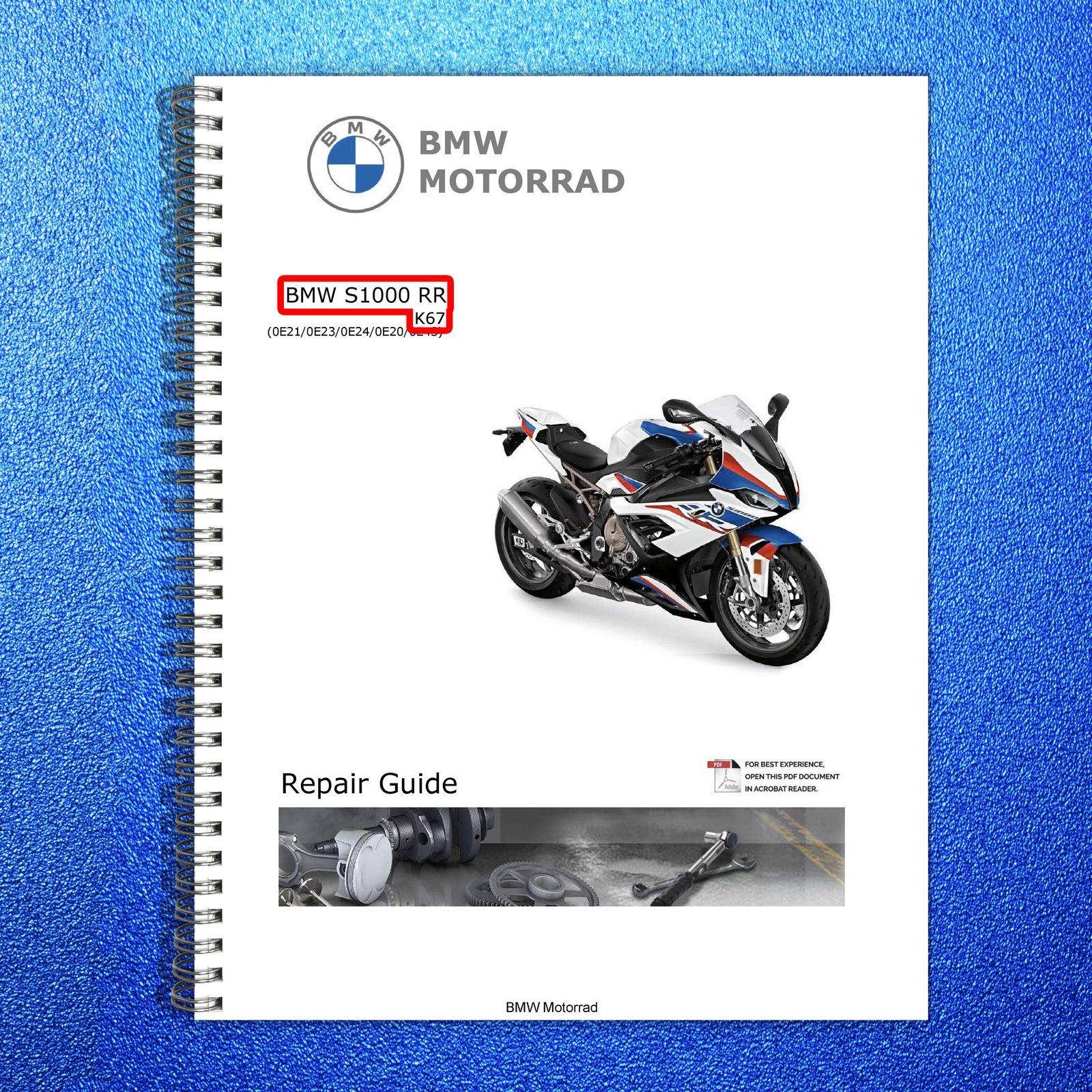 BMW S1000 RR K67 Motorcycle Service Manual – STEEL WIRE BOUND – TOUGH COVERS