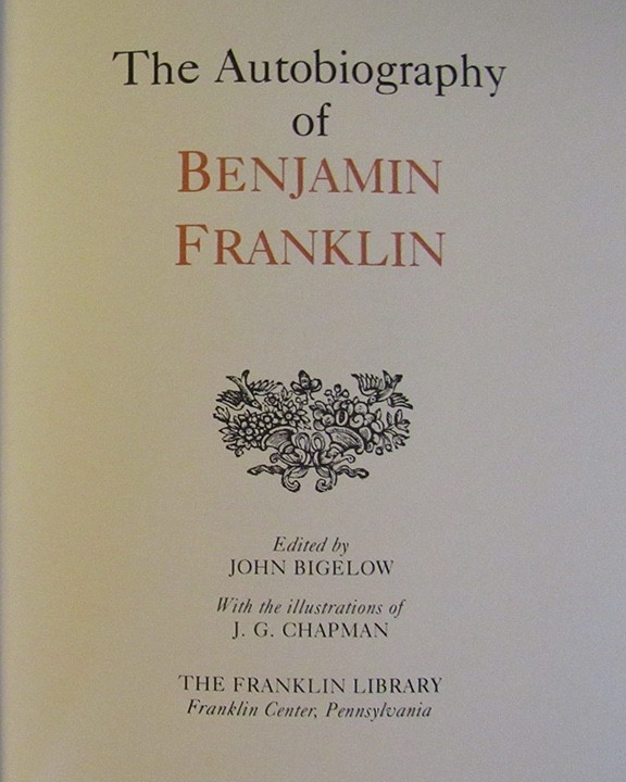 The Autobiography Of Benjamin Franklin Franklin Library Blue Leather HC 1981 USA