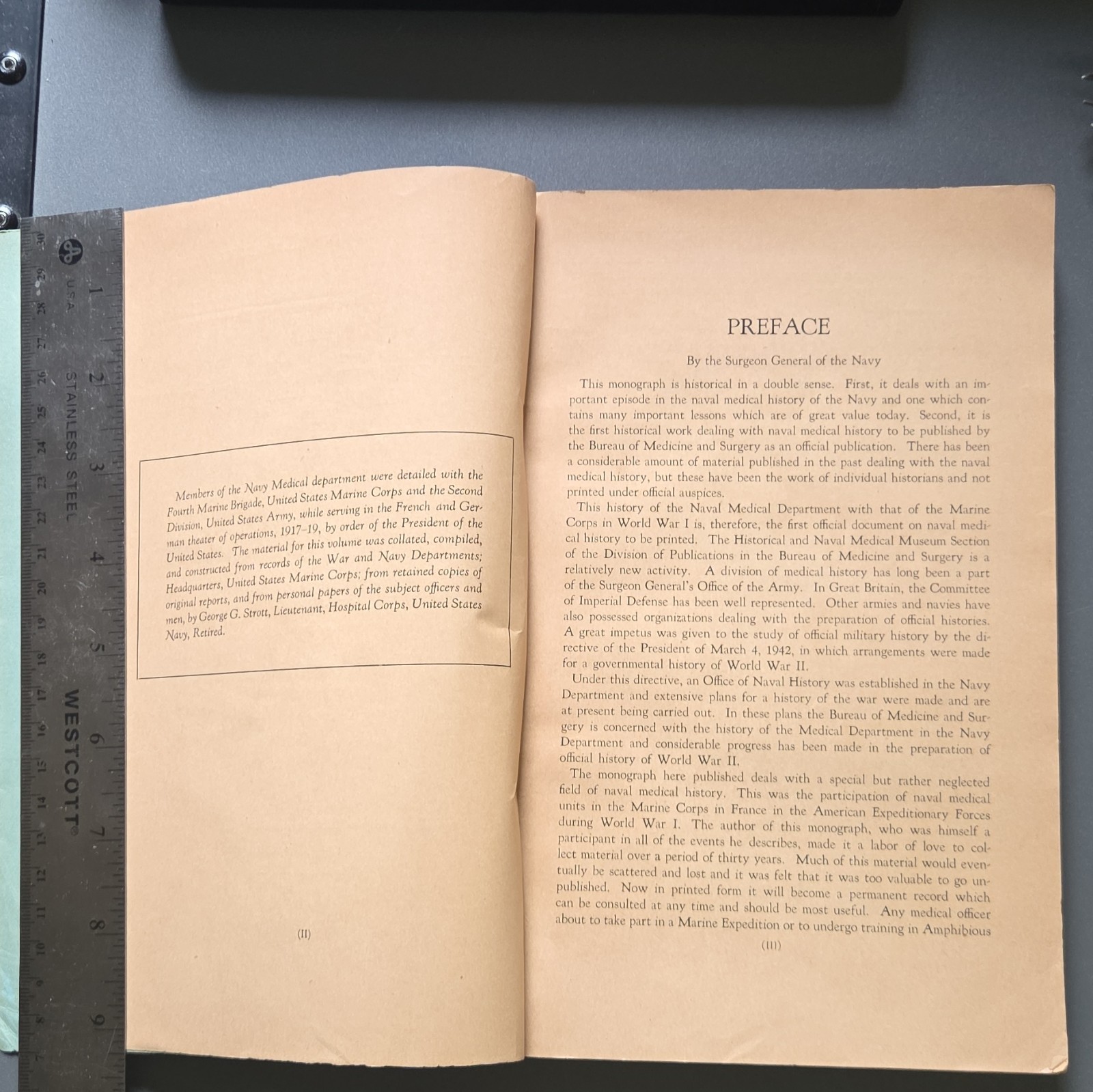 United States Navy Medical Dept w/ Army & Marine Corps France WWI PB 1947