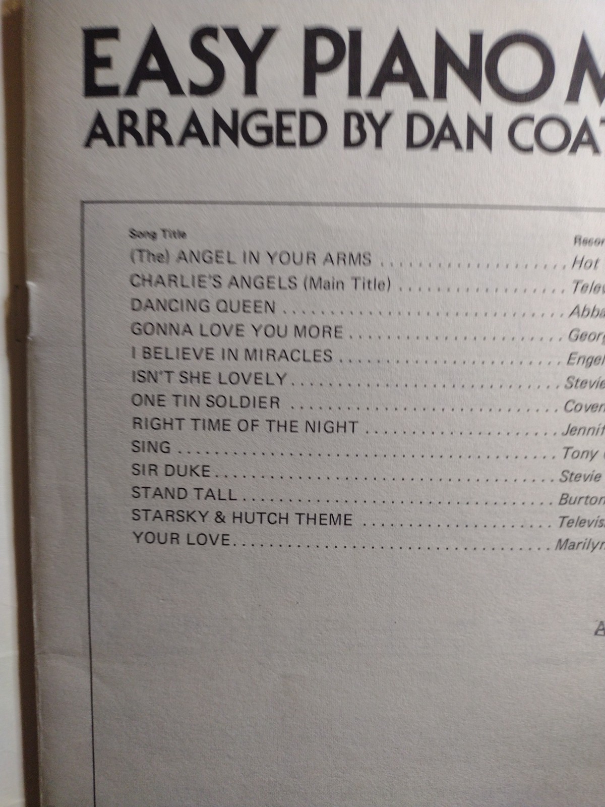 Dan Coates Easy Piano Songbook Music Pops No 4 1970’s Compilation Good Cond