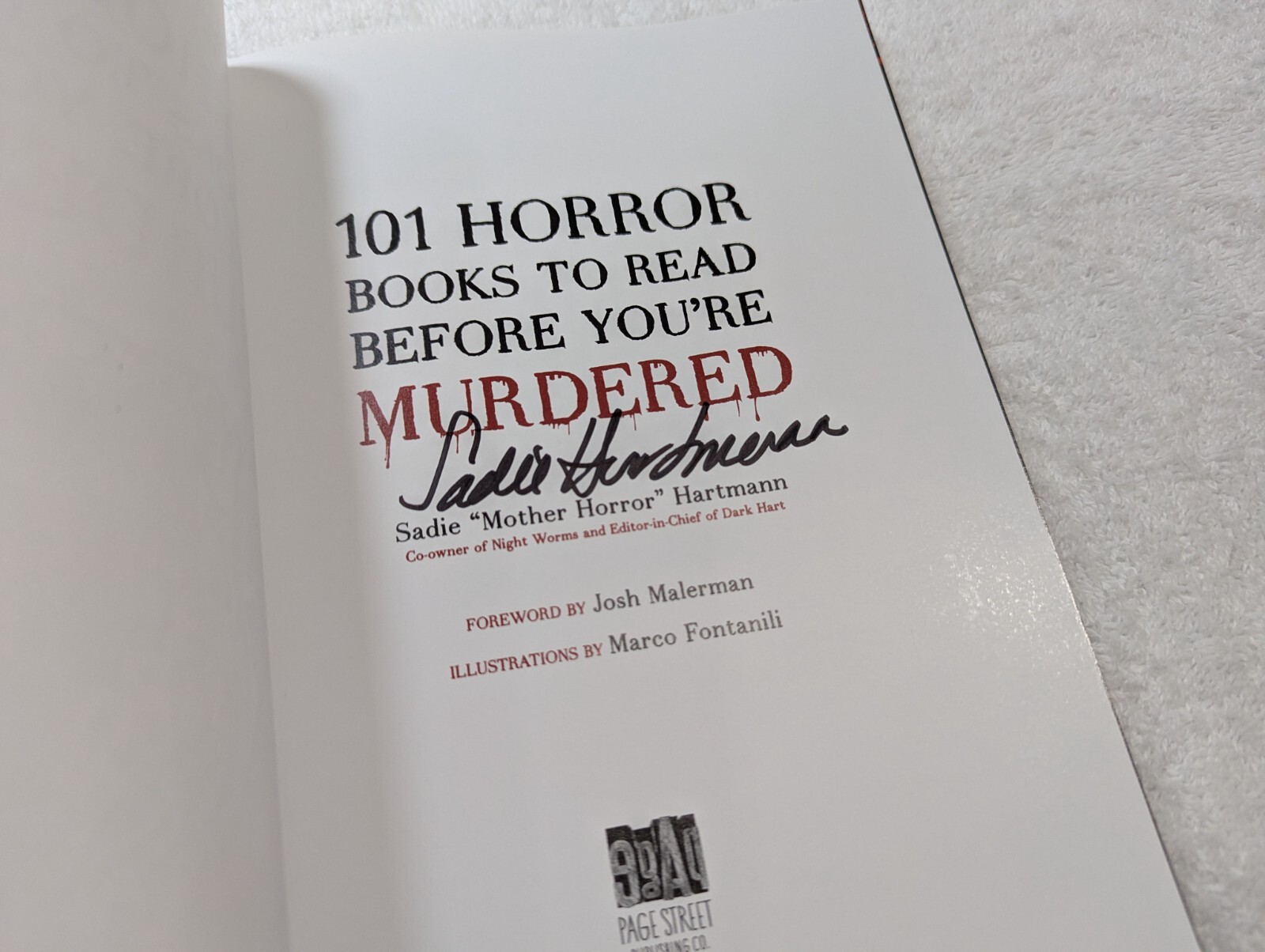 101 Horror Books To Read Before You’re Murdered Sadie Hartmann * signed *