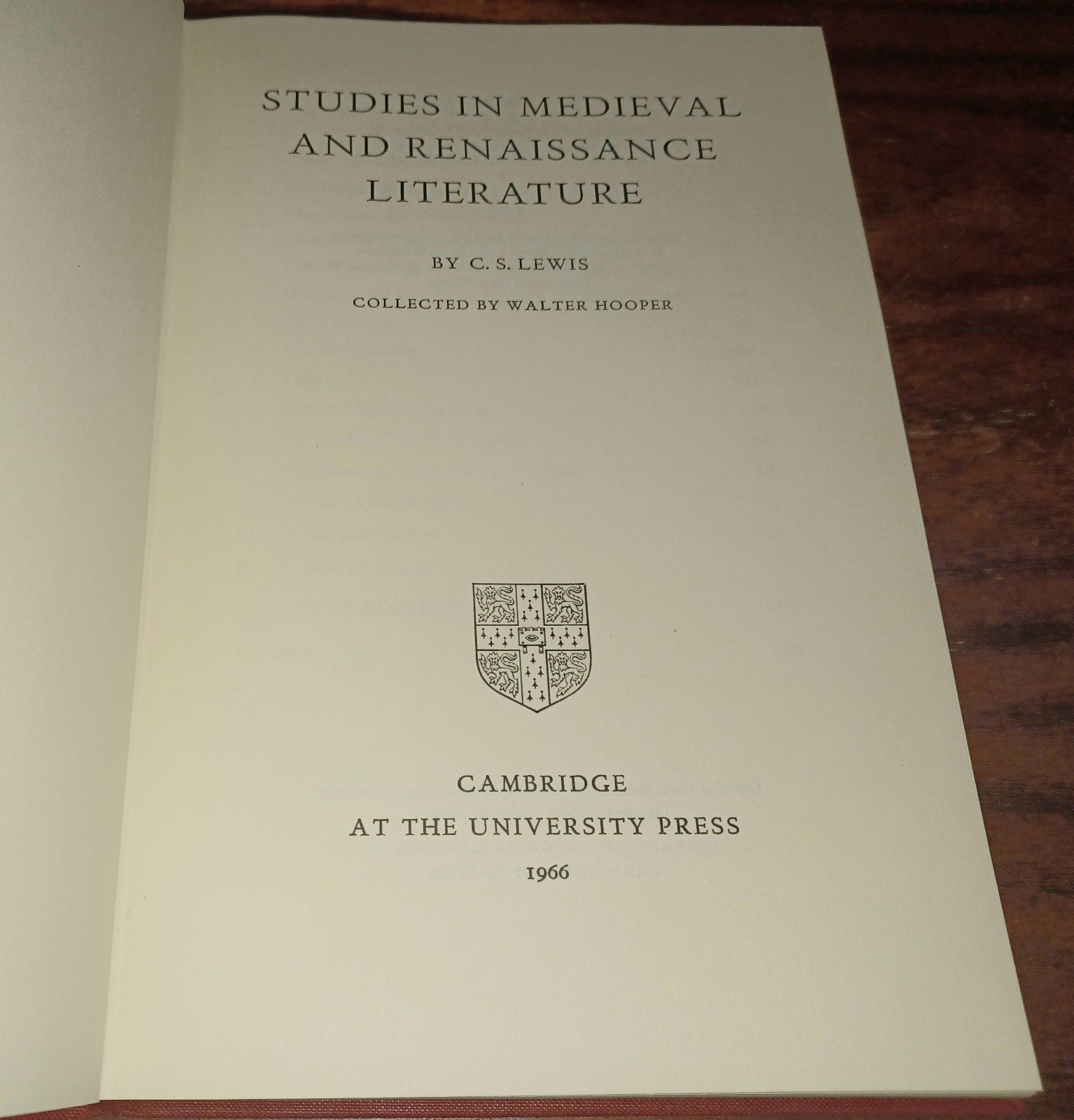 C. S. Lewis / Studies in Medieval & Renaissance Literature / 1ST US PRINT HBDJ