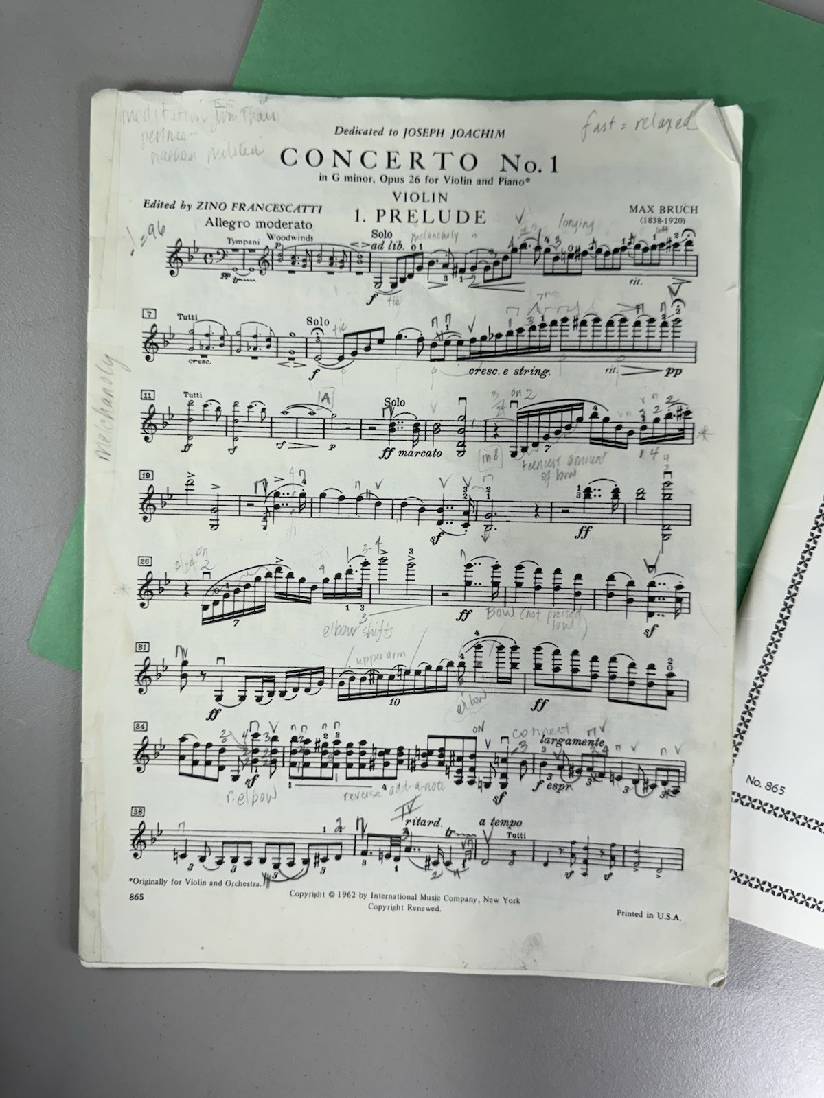 Bruch – Concerto No. 1 in G minor, Opus 26 For Violin and Piano No. 865
