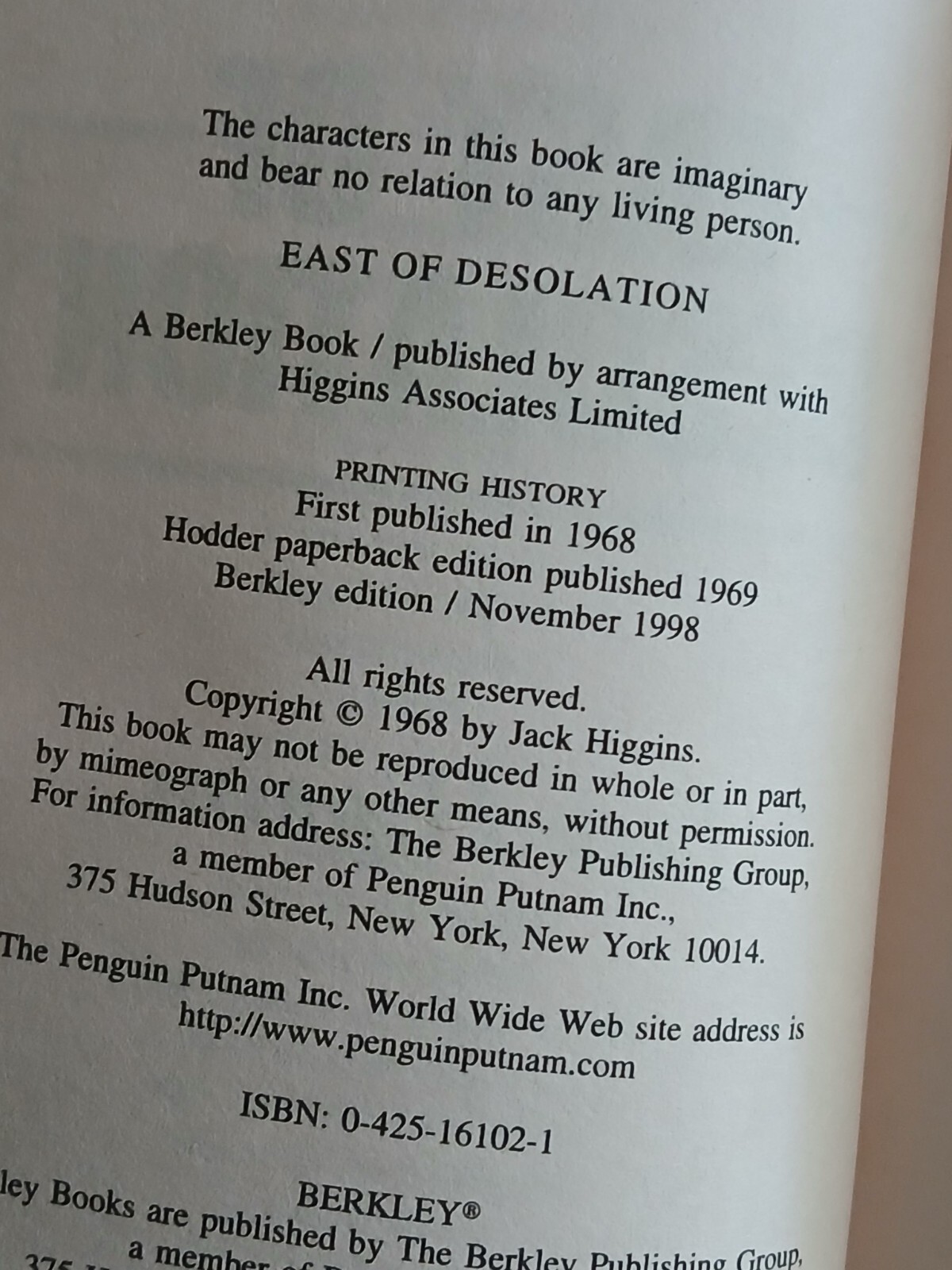 East Of Desolation By Jack Higgins Paperback 244 Pages