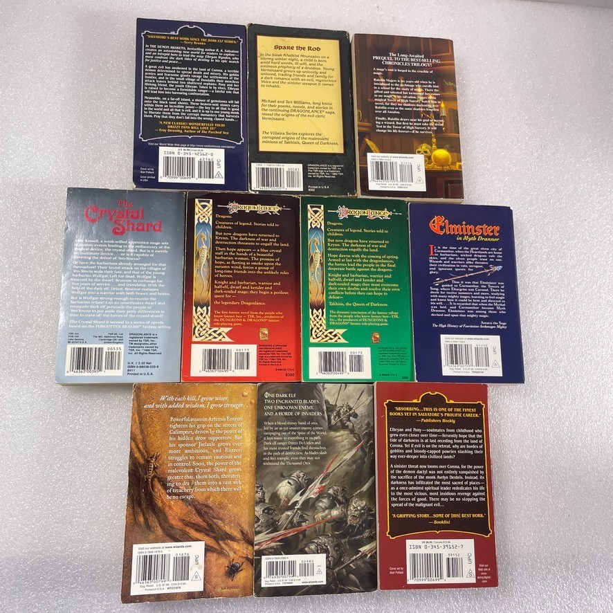 10 Dragonlance Forgotten Realms Paperback Lot by R.A. Salvatore Margaret Weis