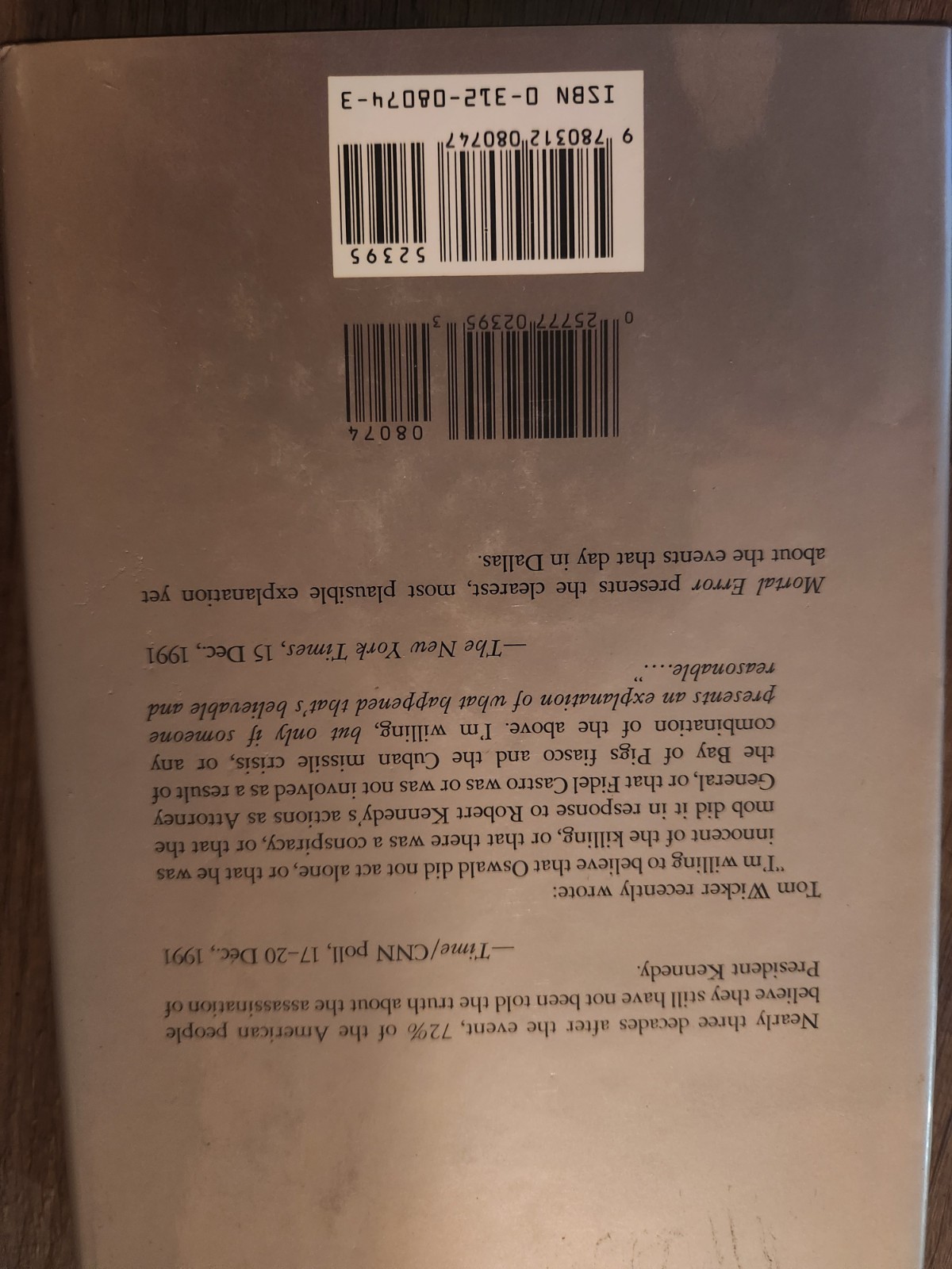 MORTAL ERROR: The Shot That Killed JFK by Bonar Menninger, 1992 First Edition