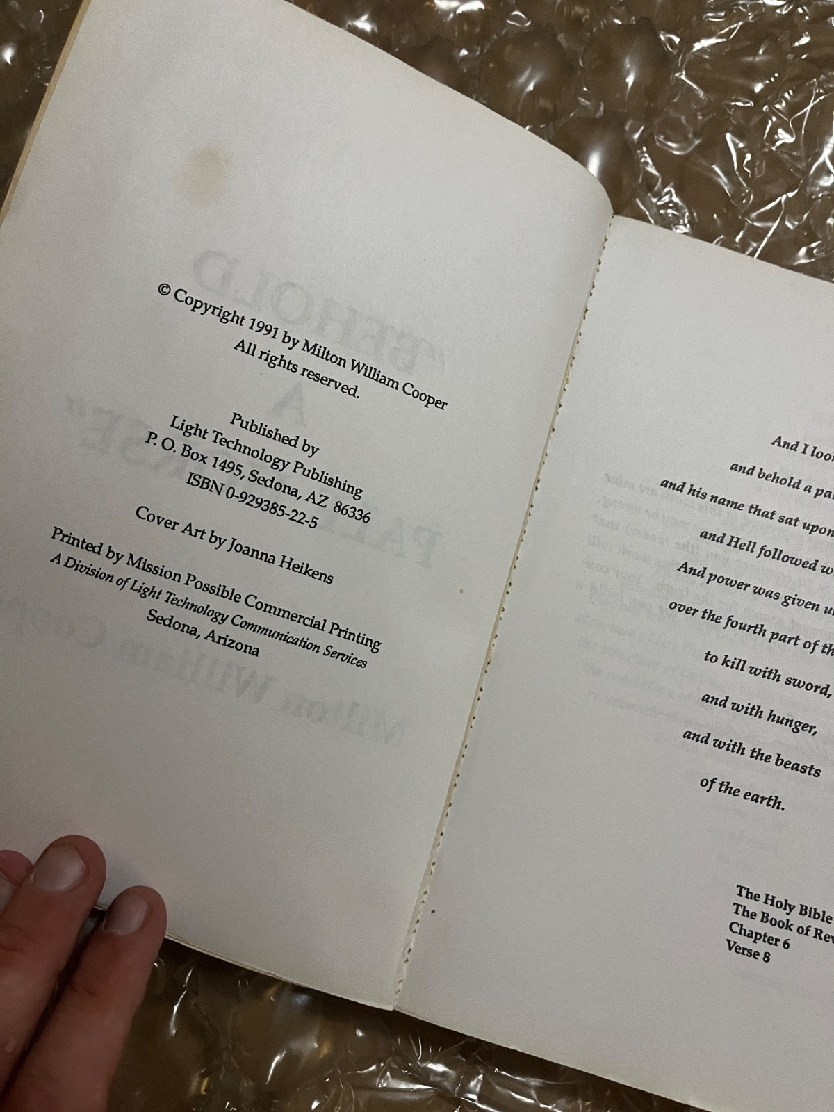 Behold a Pale Horse by William Cooper 1991 1st Edition OOP RARE Conspiracy