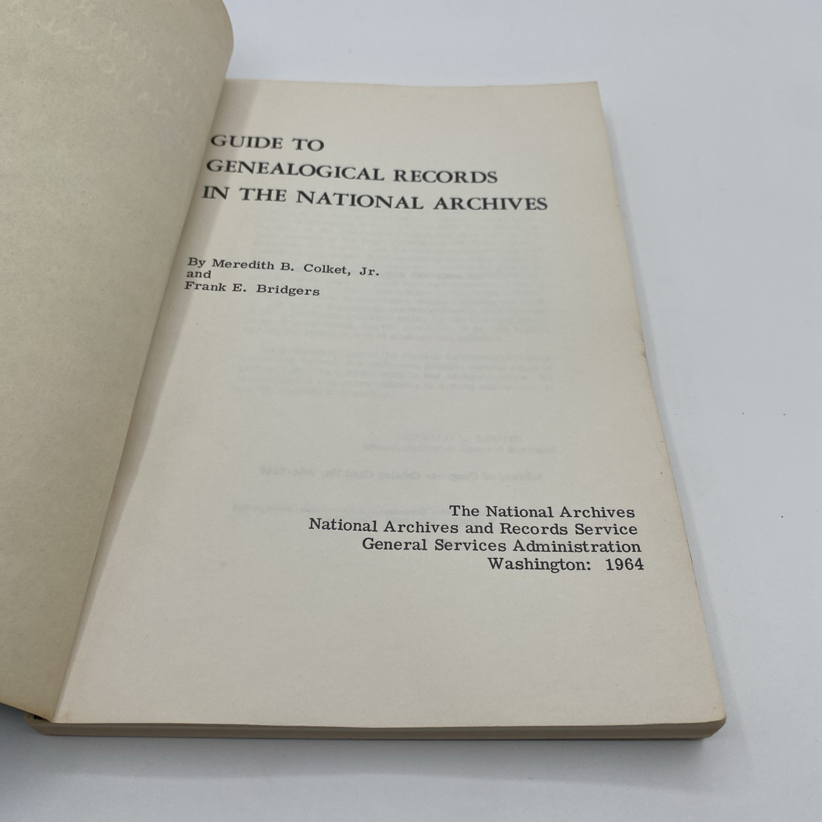 Vintage Guide to Genealogical Records in the National Archives 1964 GSA