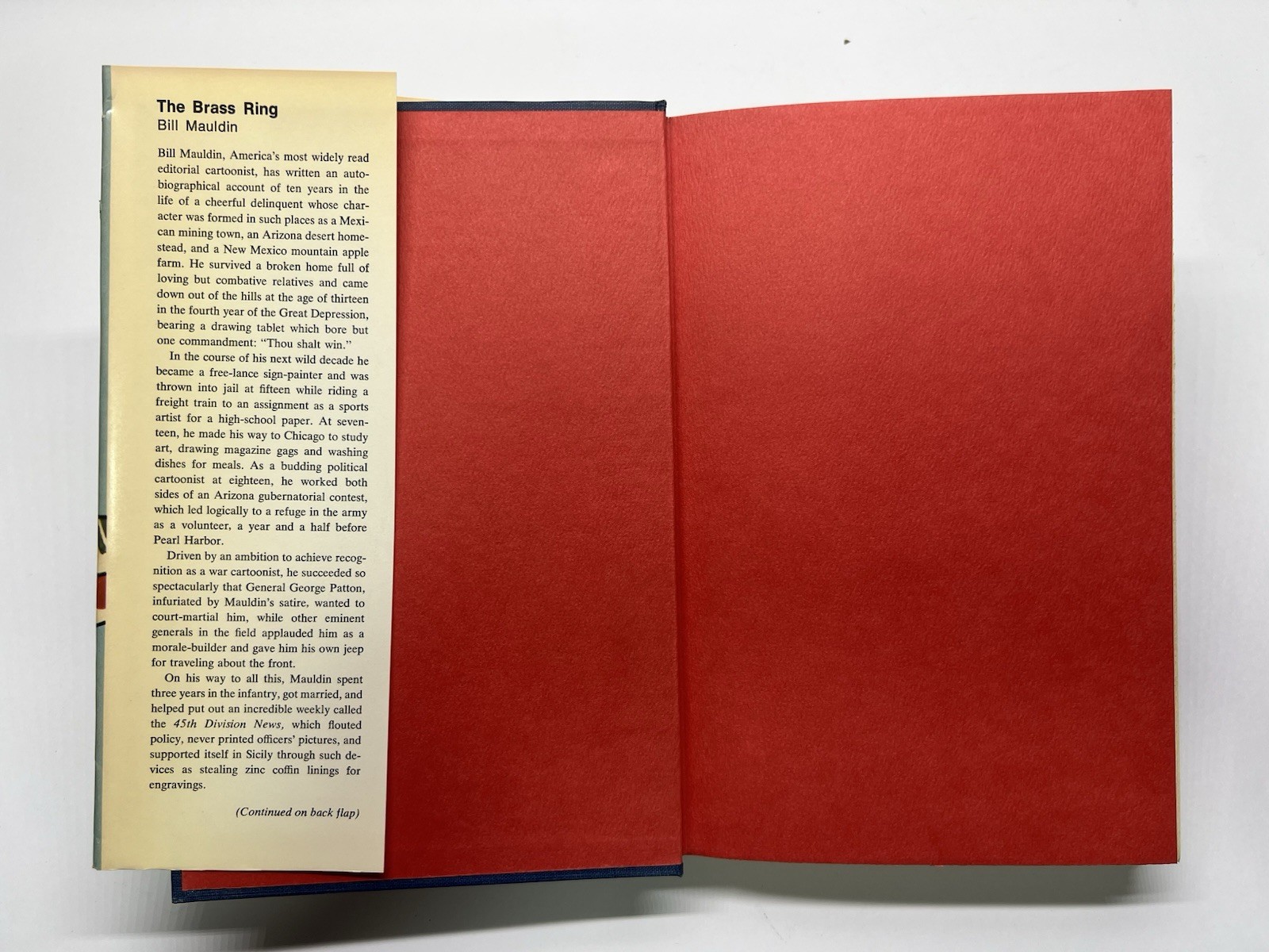 The Brass Ring A Sort of Memoir 1971 by Bill Mauldin Hardcover Dust Jacket ~MINT