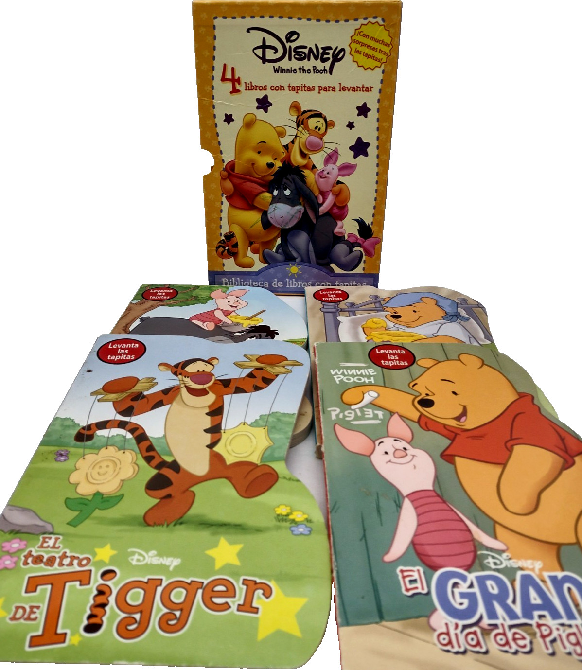 DISNEY WINNIE THE POOH Biblioteca de libros con tapitas – PACK 4 – Hardcover