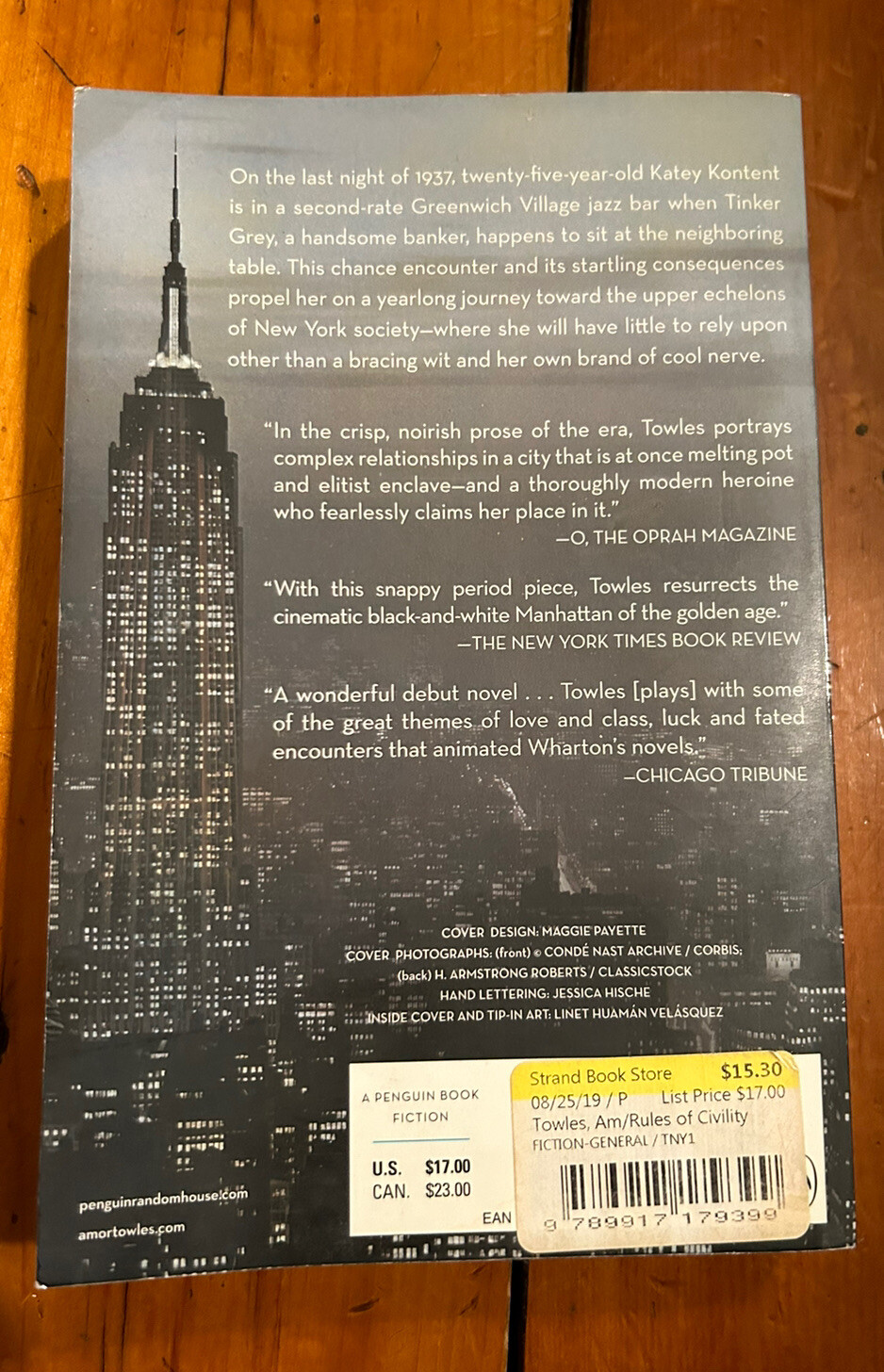 Rules of Civility : A Novel by Amor Towles (2012, Trade Paperback)