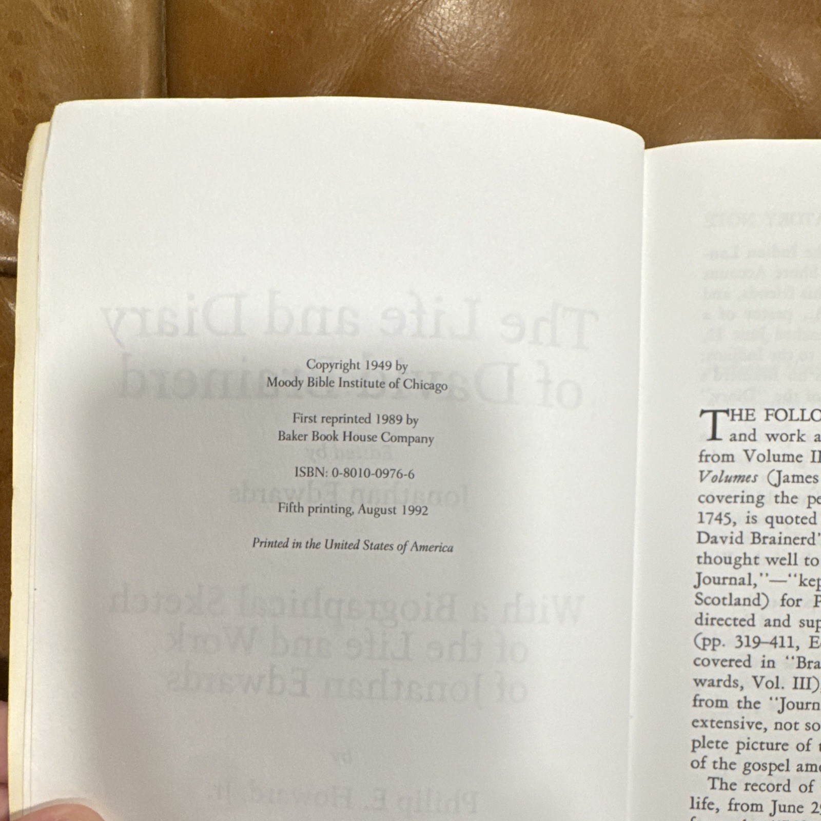The Life and Diary of David Brainerd Edwards Baker Book House PB Reprint 1989