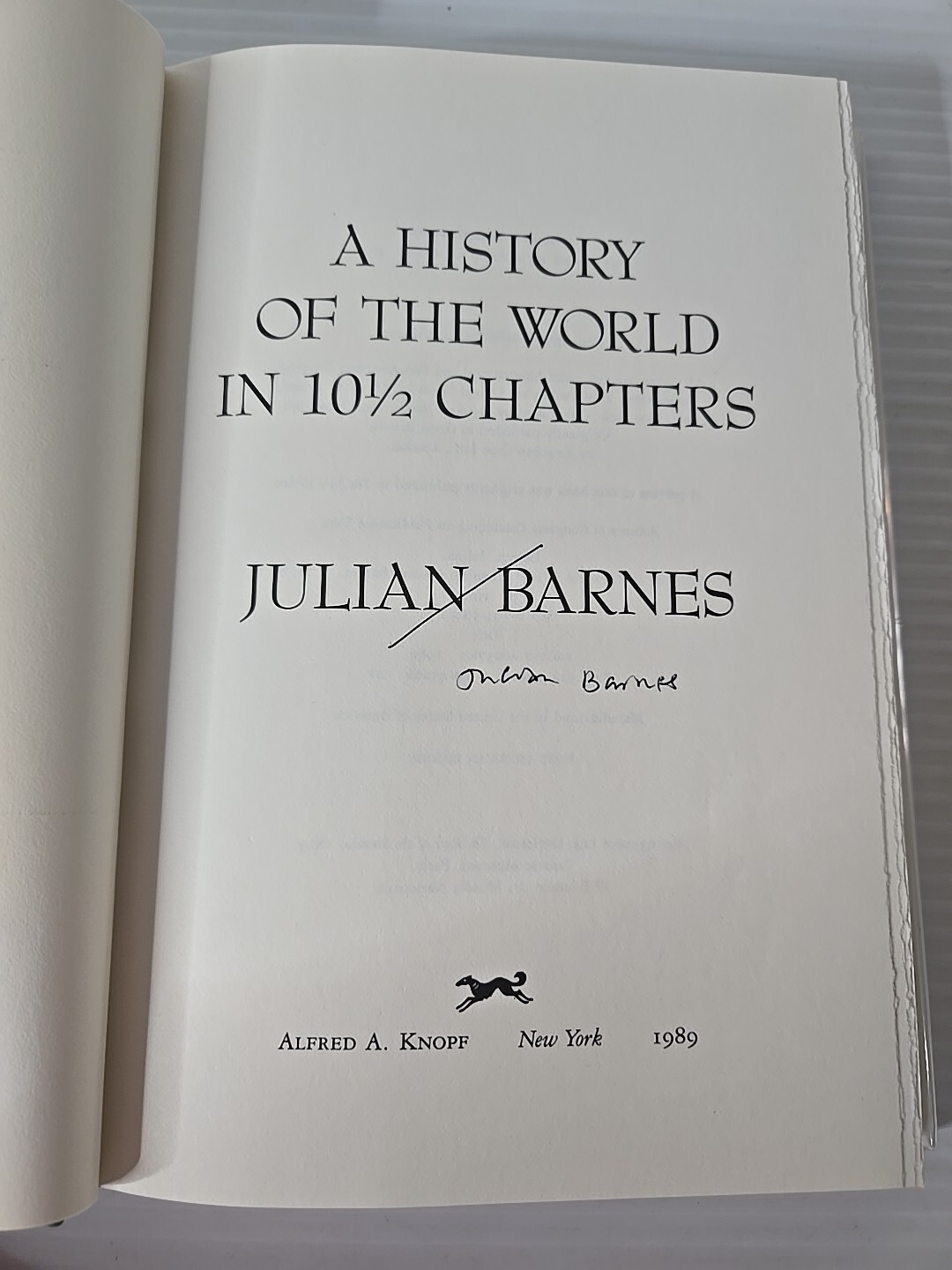 A History Of The World In 10 1/2 Chapters HCDJ Signed By Julian Barnes
