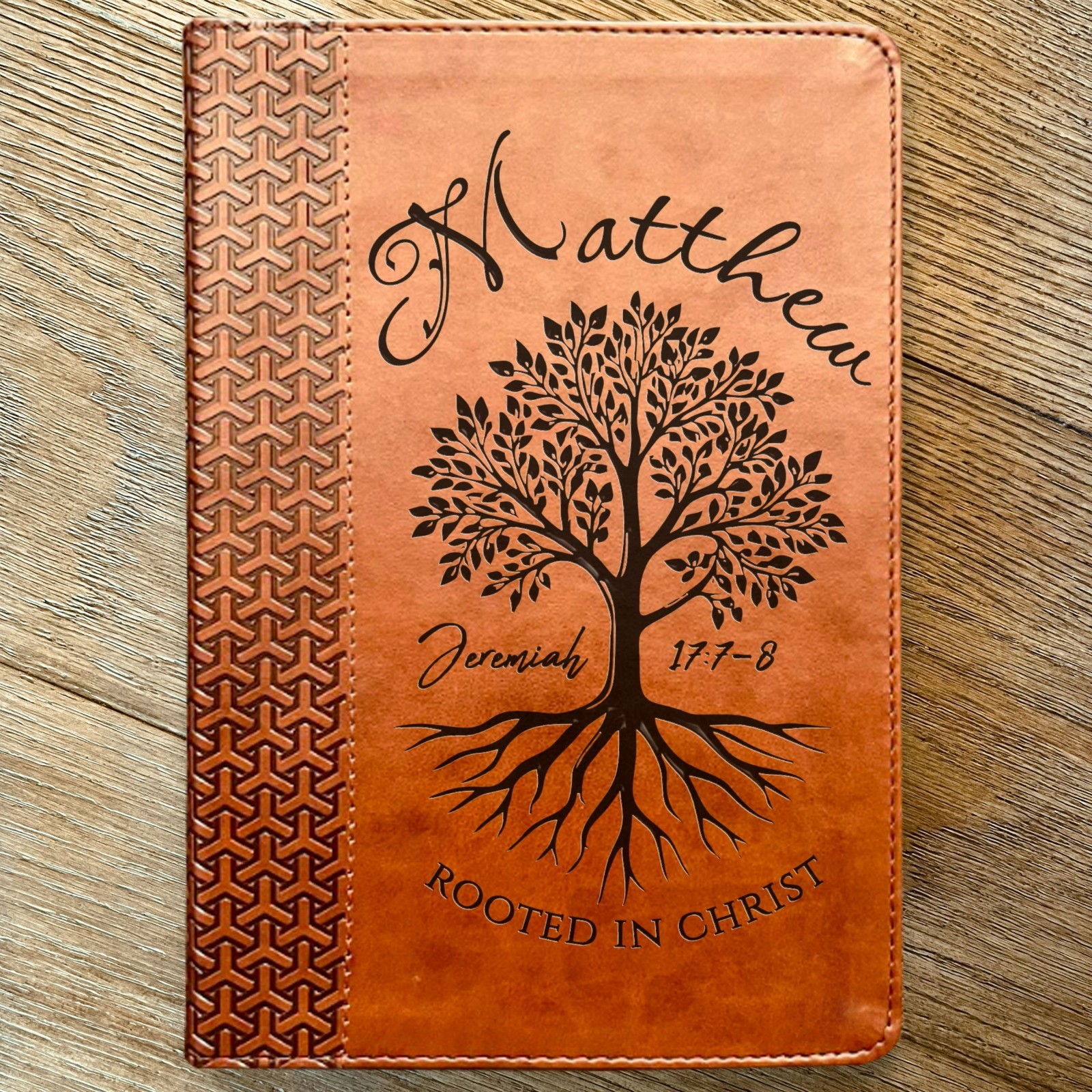 Personalized KJV Study Bible, Rooted in Christ Tree Design, Custom Name Engraved