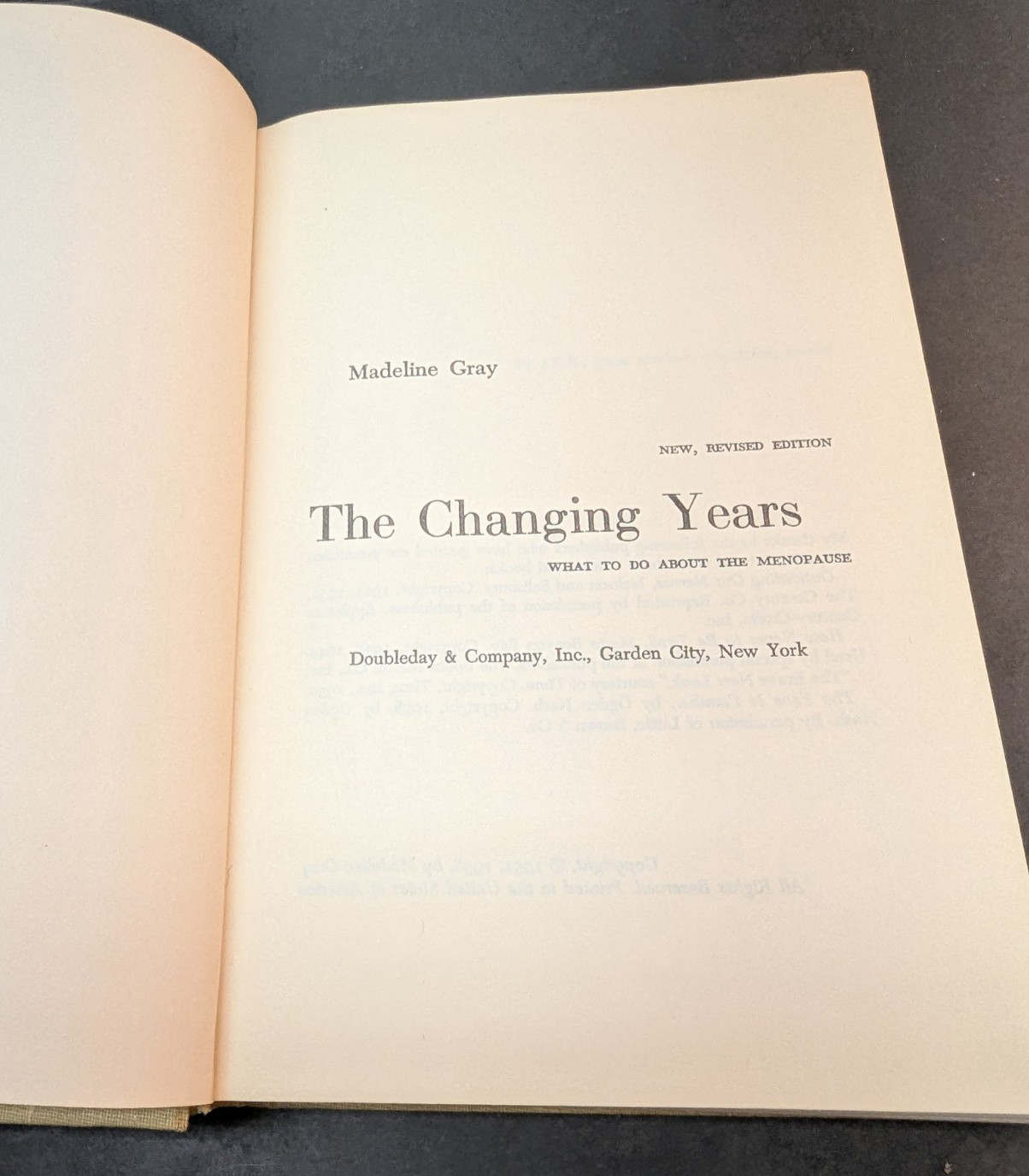 The Changing Years by Madeline Gray What To Do About Menopause 1958 HC DJ VTG
