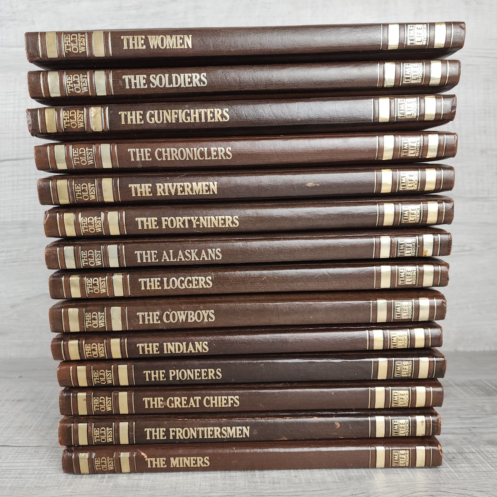 Lot of 14 Time Life Books The Old West Series Hardcover Brown Faux Leather