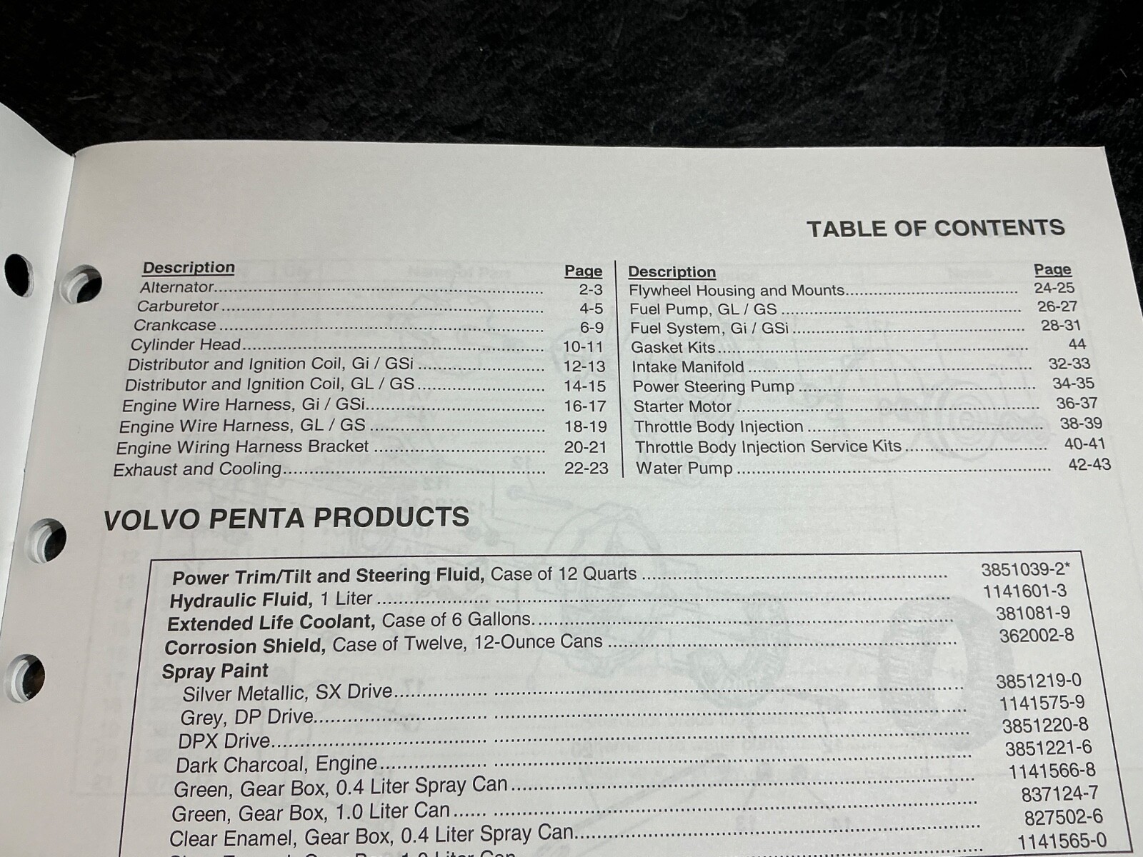 1998-1999 Volvo Penta Model WT 5.0L GM 305 & 5.7L GM 350 V8 Engine Parts Catalog