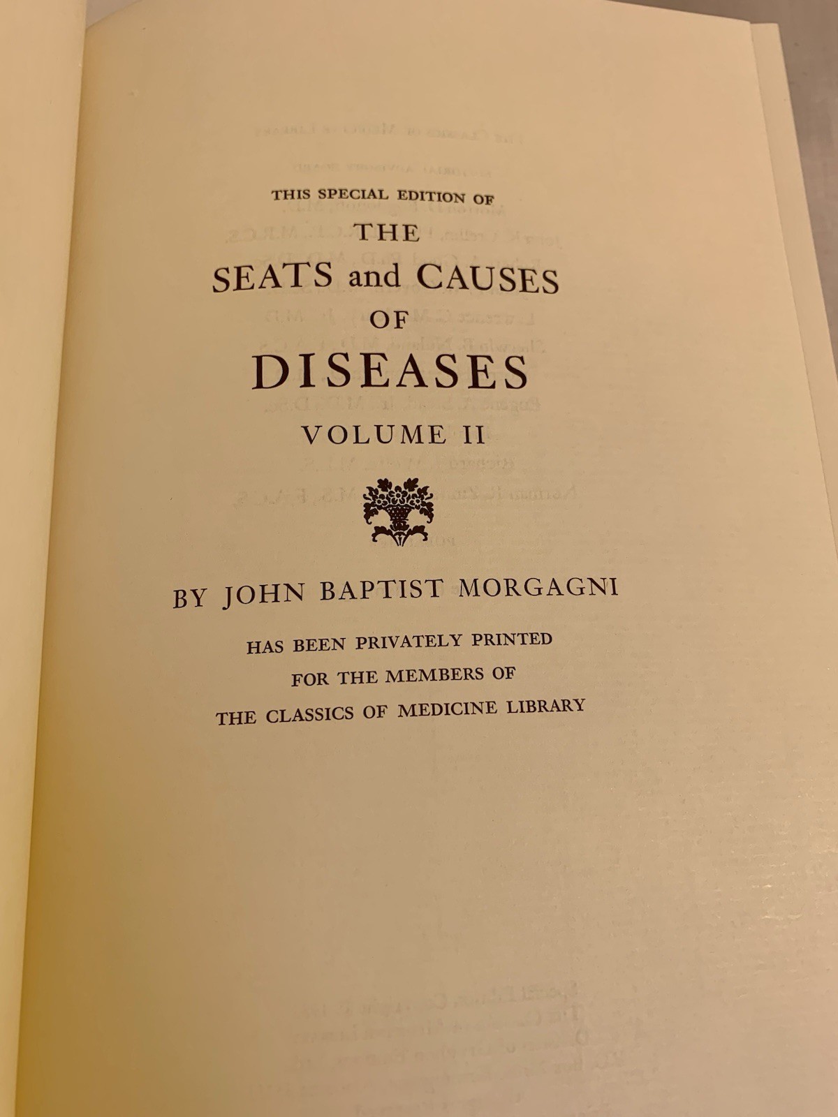 Morgagni SEATS & CAUSES OF DISEASES VOL 1 2 3 Classic of Medicine 1983 Near Mint