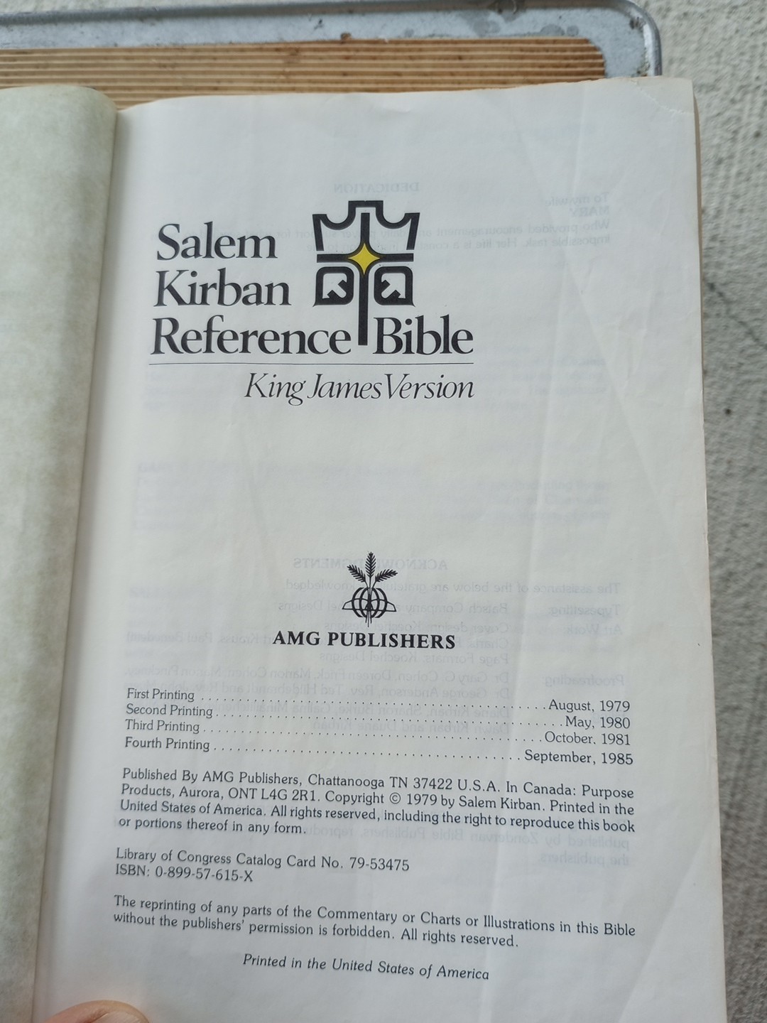 Salem Kirban Reference Bible King James Version AMG 4th Printing 1985 ACCEPTABLE