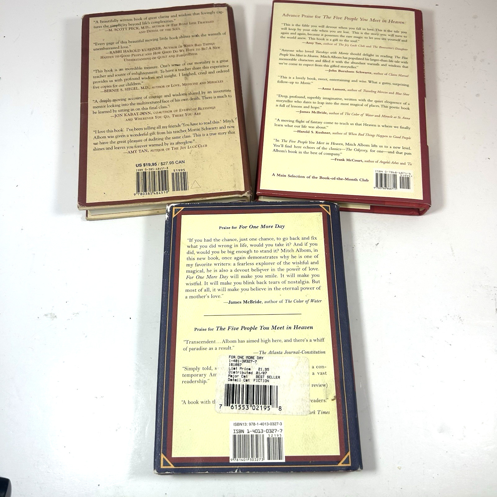 Mitch Albom Lot of 3: Tuesdays With Morrie / For One More Day / The Five People