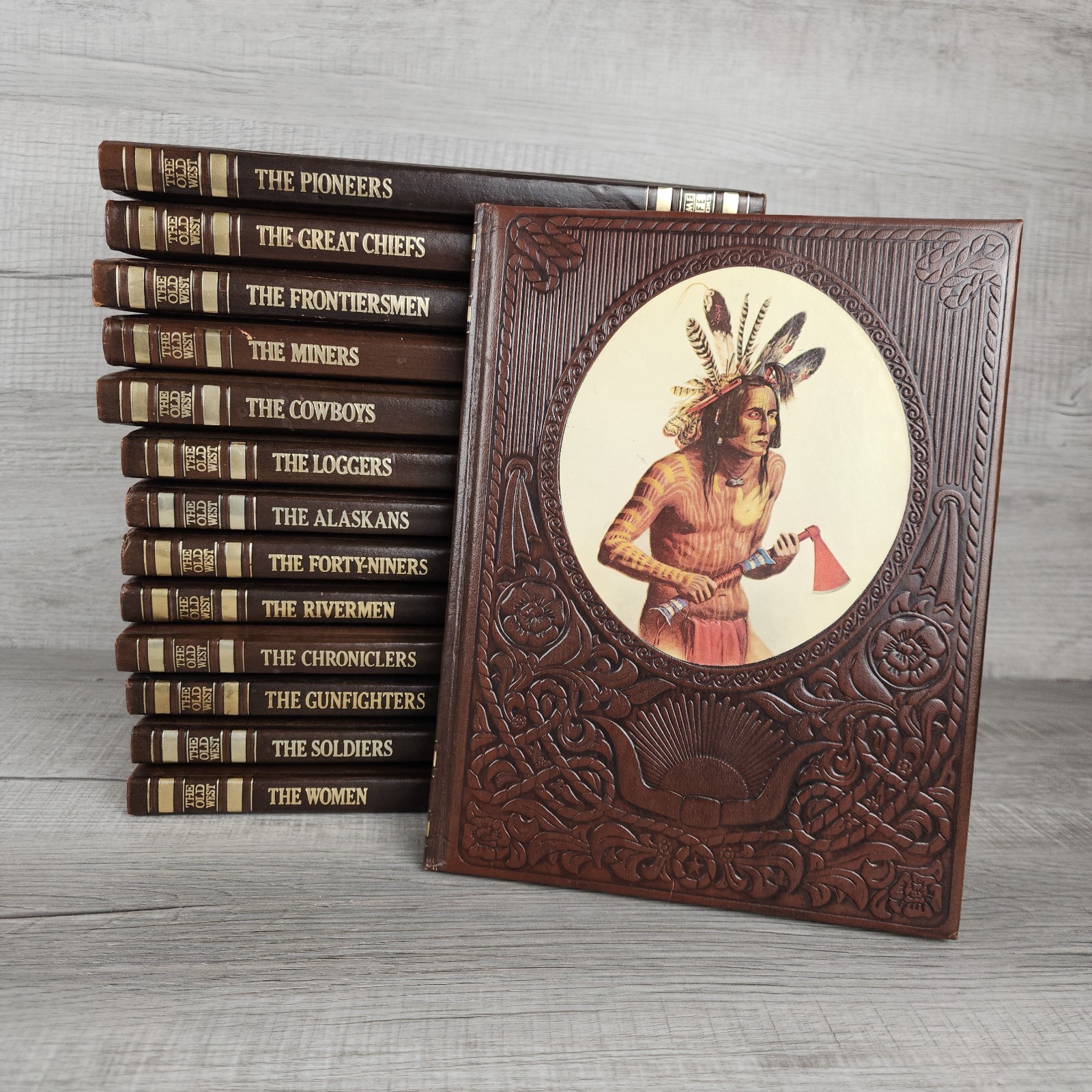 Lot of 14 Time Life Books The Old West Series Hardcover Brown Faux Leather