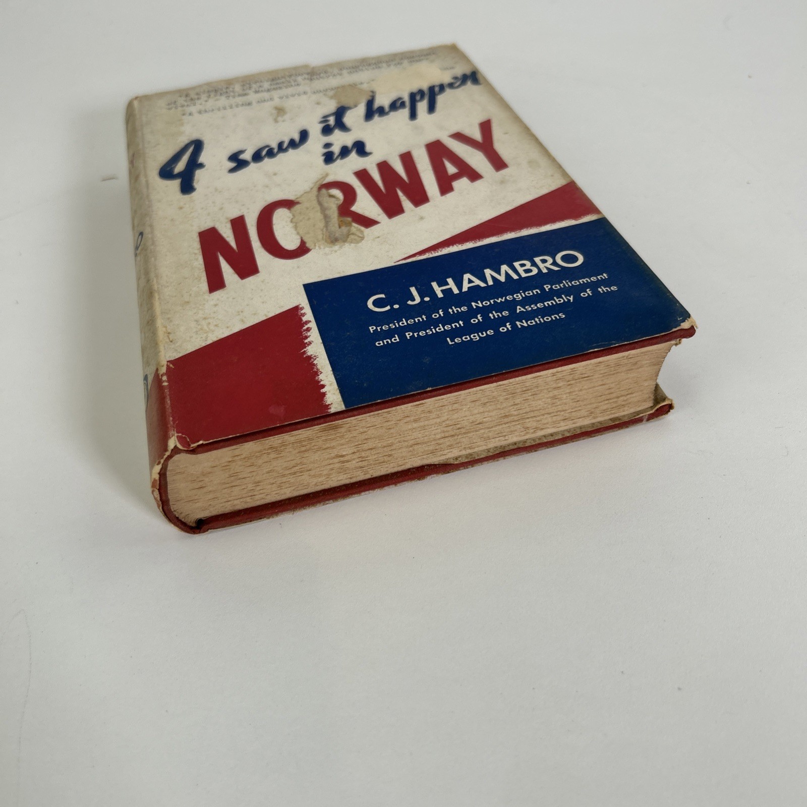 I Saw It Happen In Norway C J Hambro Hardcover Early Edition D Appleton Co. 1940
