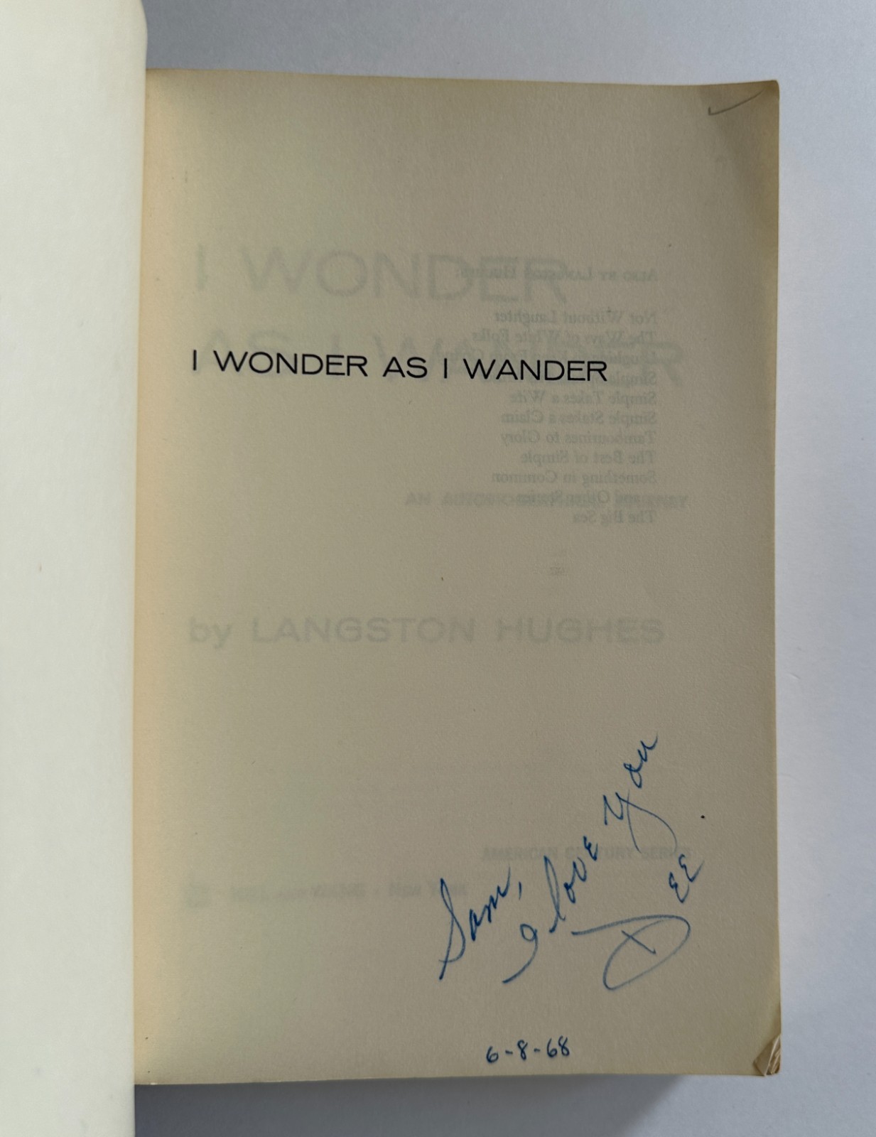 LANGSTON HUGHES I Wonder As I Wander | 1964 American Century Trade Paperback