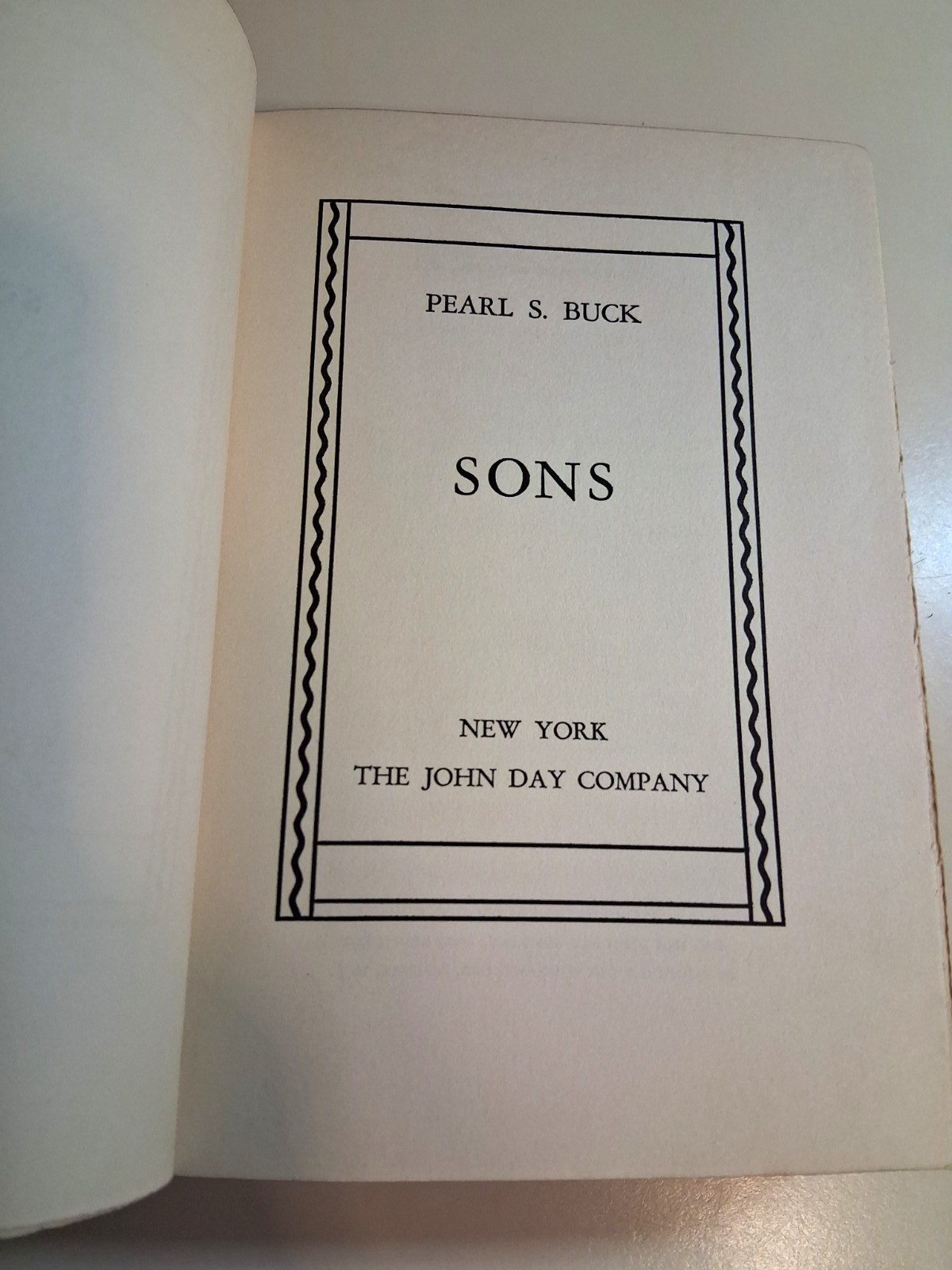 Sons By Pearl S. Buck, Hardcover 1932, 2nd Printing