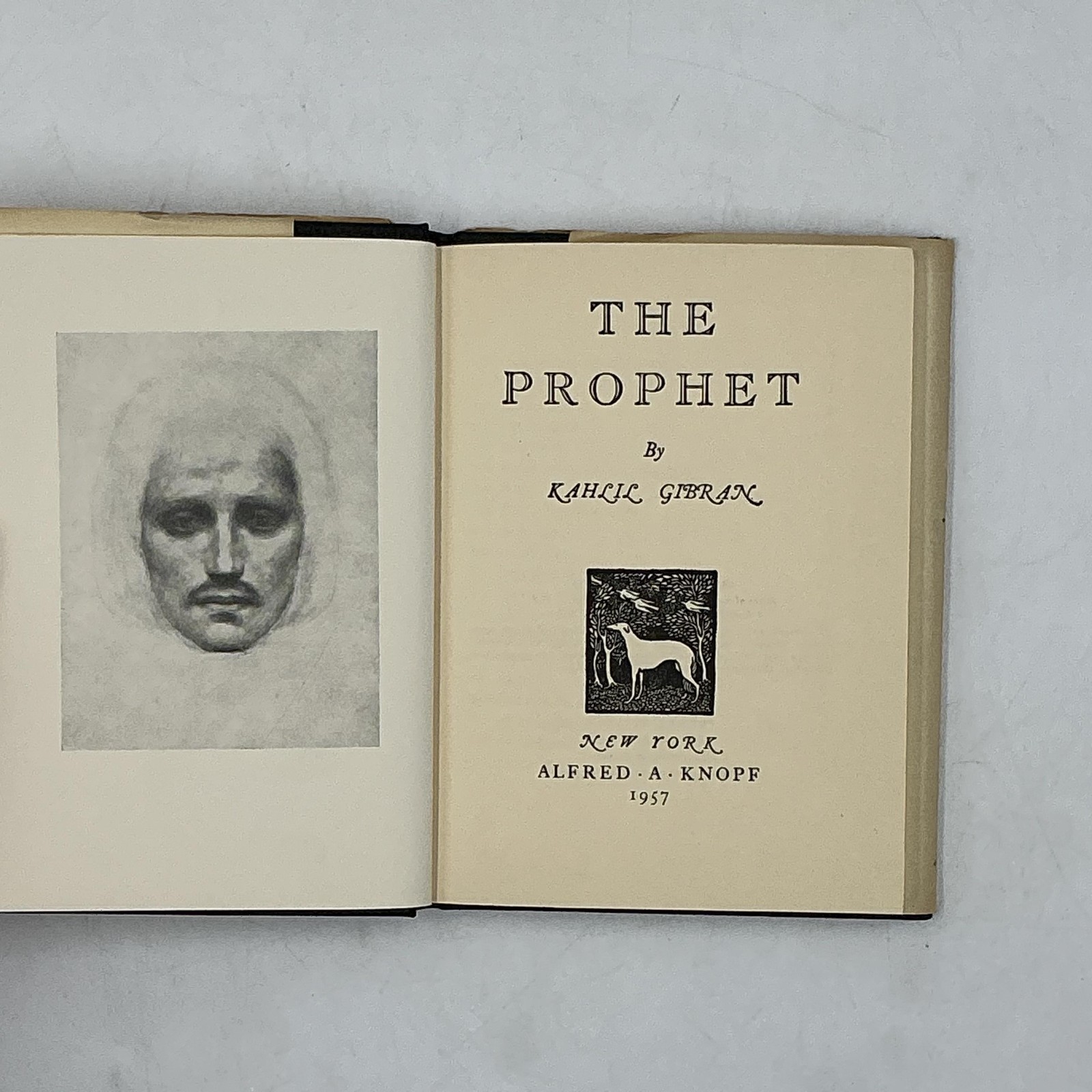 ALFRED A. KNOPF THE PROPHET KAHLIL GIBRAN 1957 HARDCOVER CREAM DUST JACKET