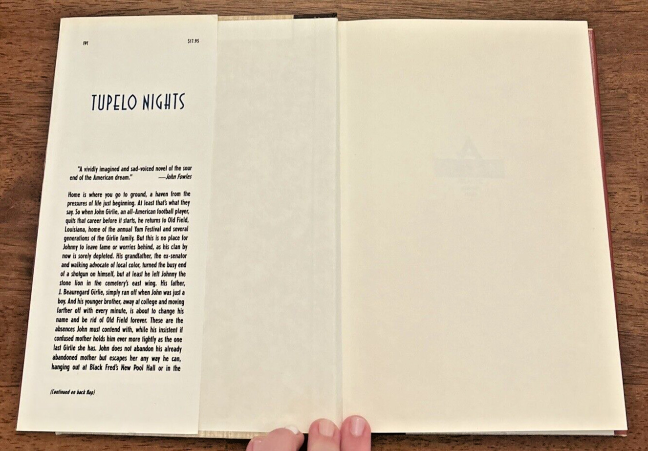 Tupelo Nights, by John Ed Bradley, HC/DJ, 1988 STATED FIRST EDITION!