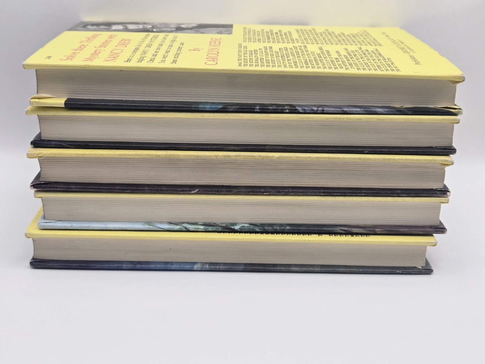 1 – 5 Set Nancy Drew Yellow Hardcover Books Edition Carolyn Keene Vintage