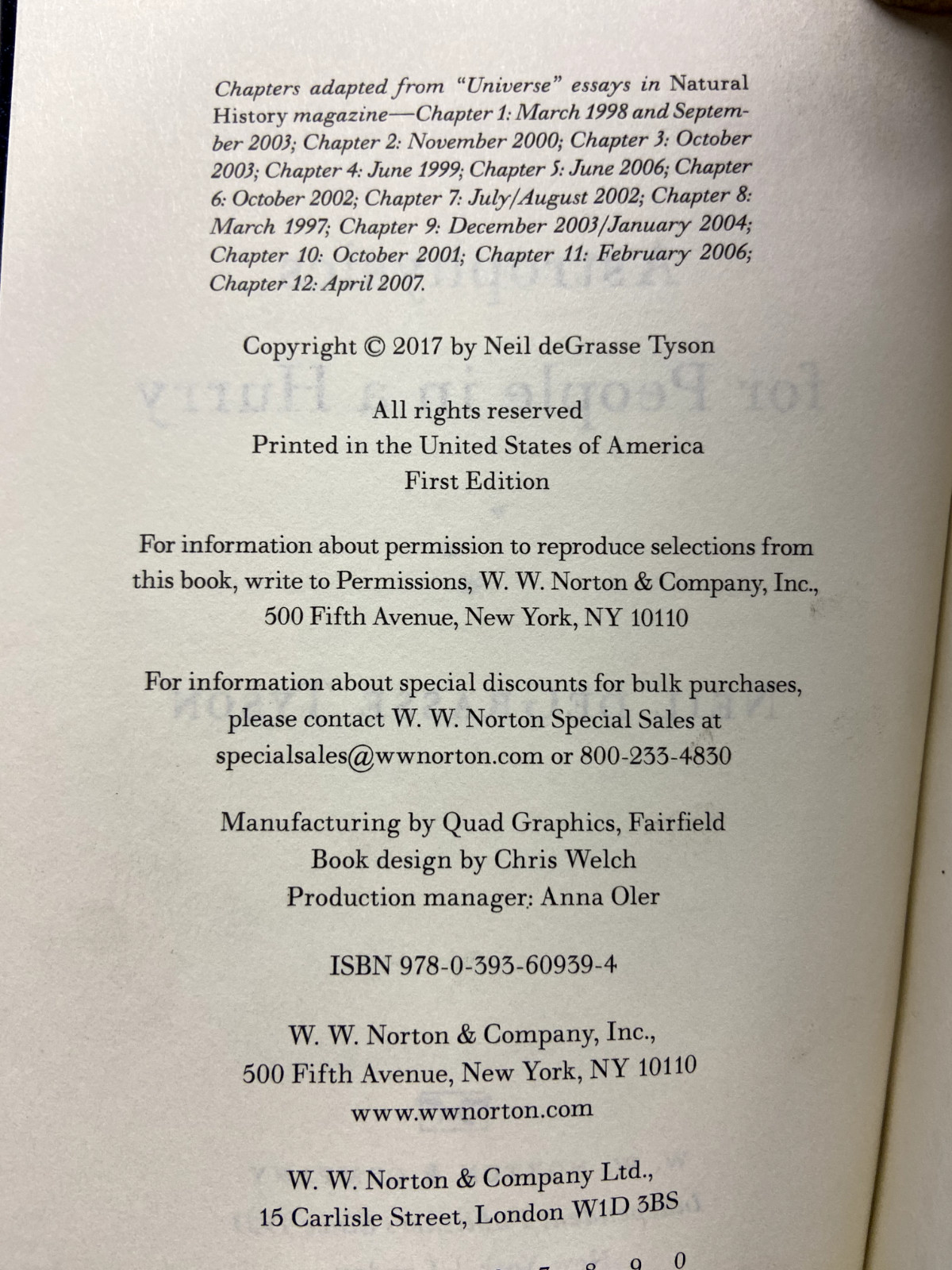 Neil DeGrasse Tyson SIGNED AUTOGRAPHED Astrophysics For People In A Hurry 1st Ed
