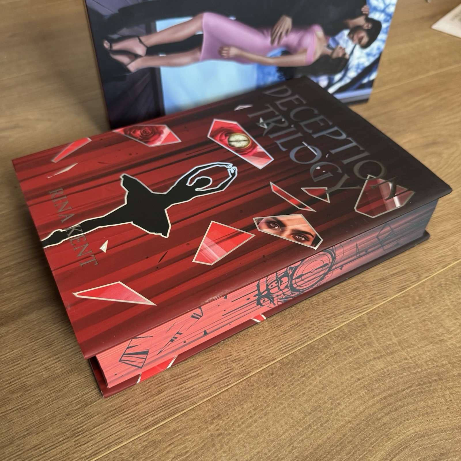 Books For Days Crate Rina Kent Deception Trilogy Hardcover & Case Red Edges