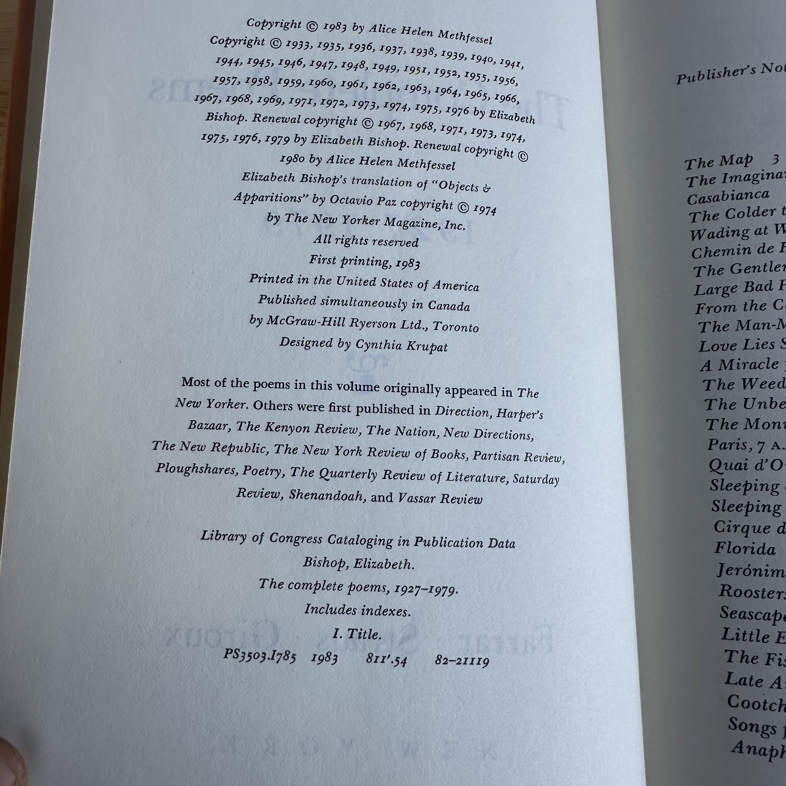 The Complete Poems Elizabeth Bishop 1983 First Printing Poetry Farrar Straus