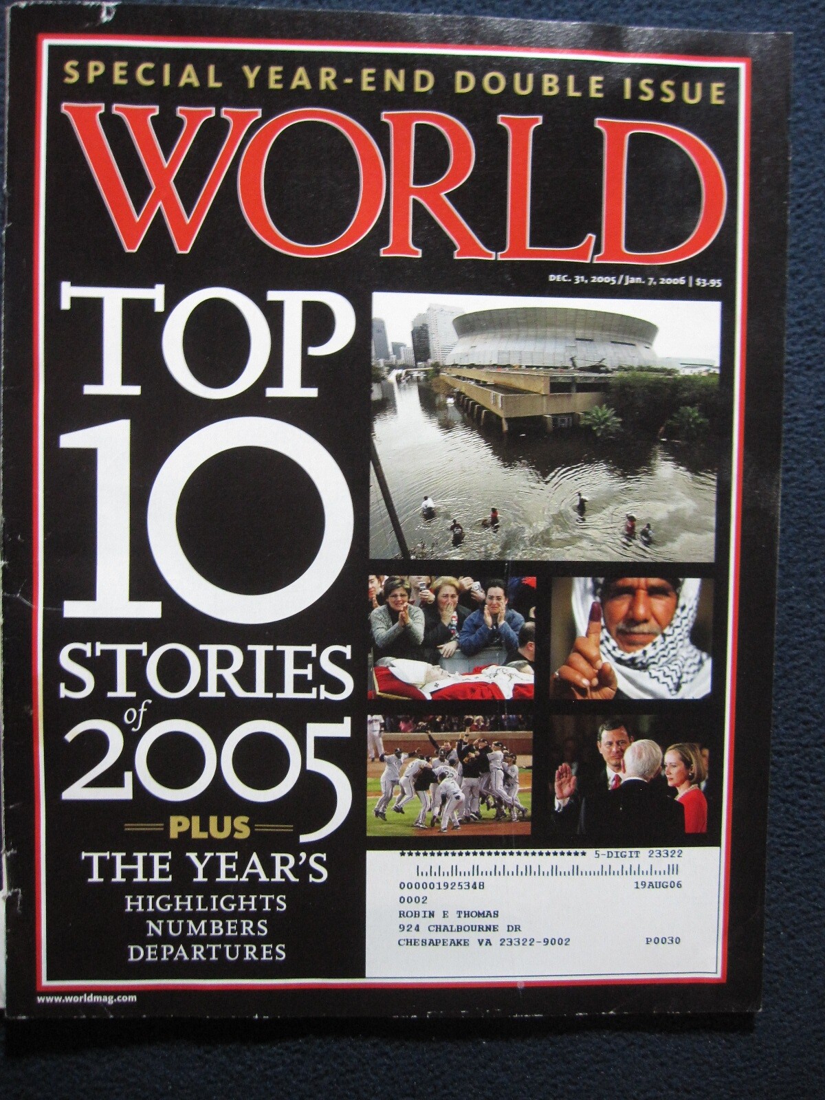 WORLD Magazine December 31 2005/January 7 2006 Top 10 Stories of 2005 [Single ..